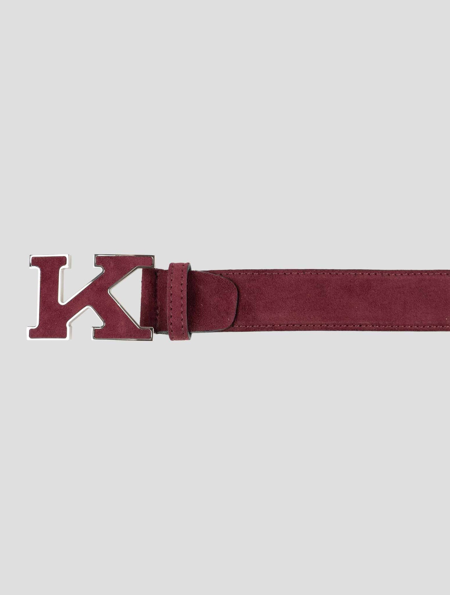 Kiton Burgundy Leather Suede Belt