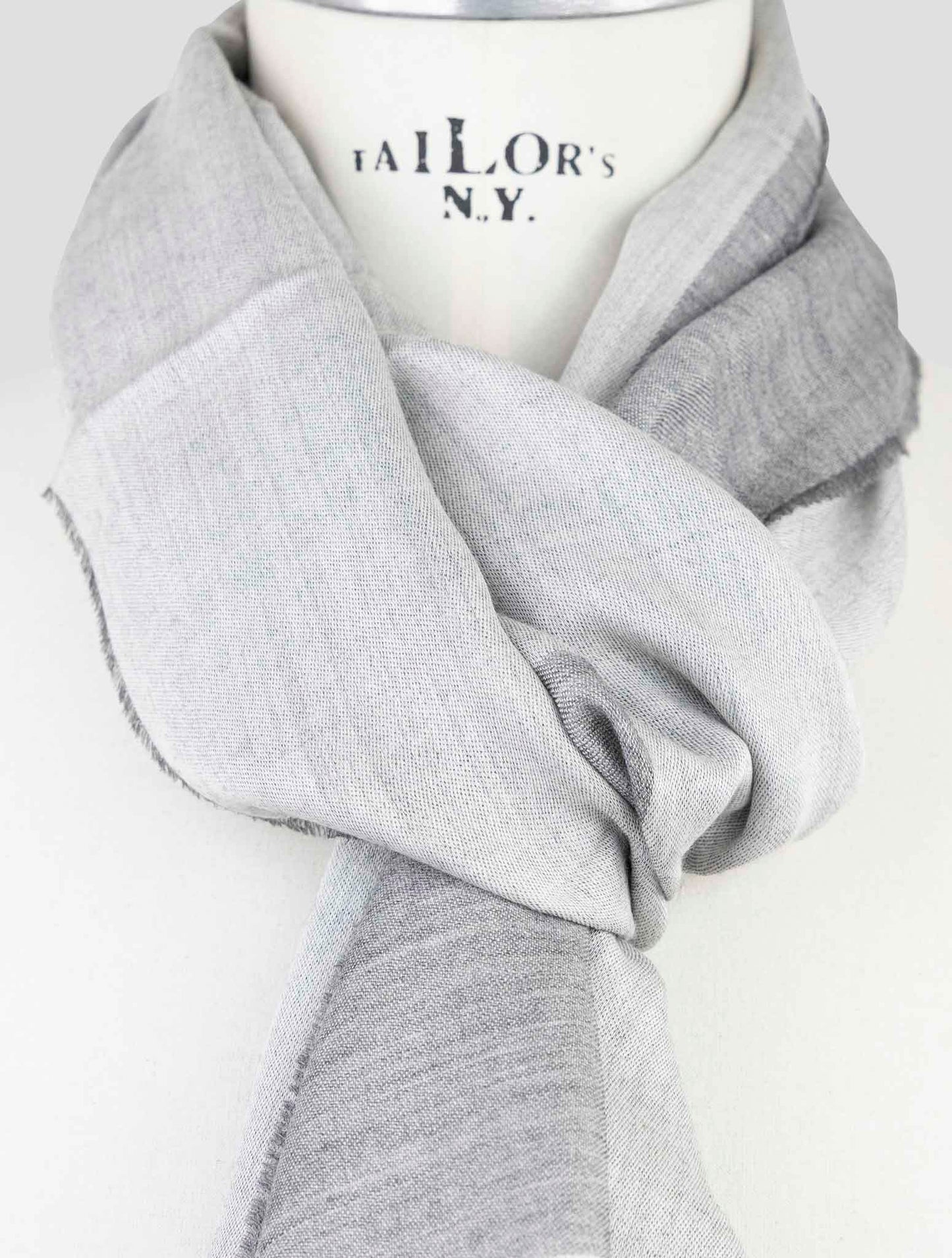 Kiton Gray Wool Silk Scarf