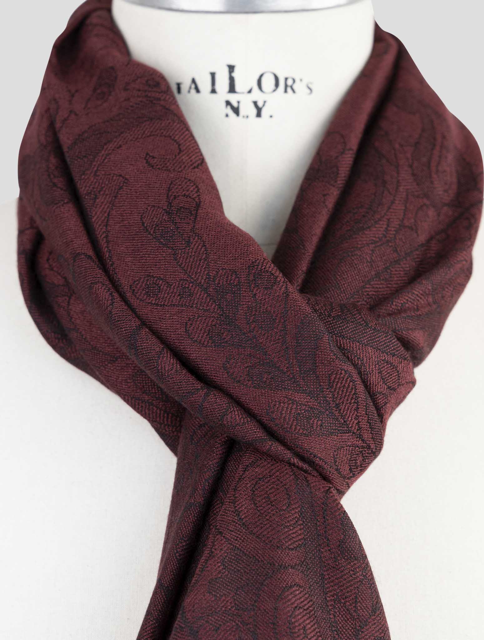 Kiton Burgundy Cashmere Silk Scarf