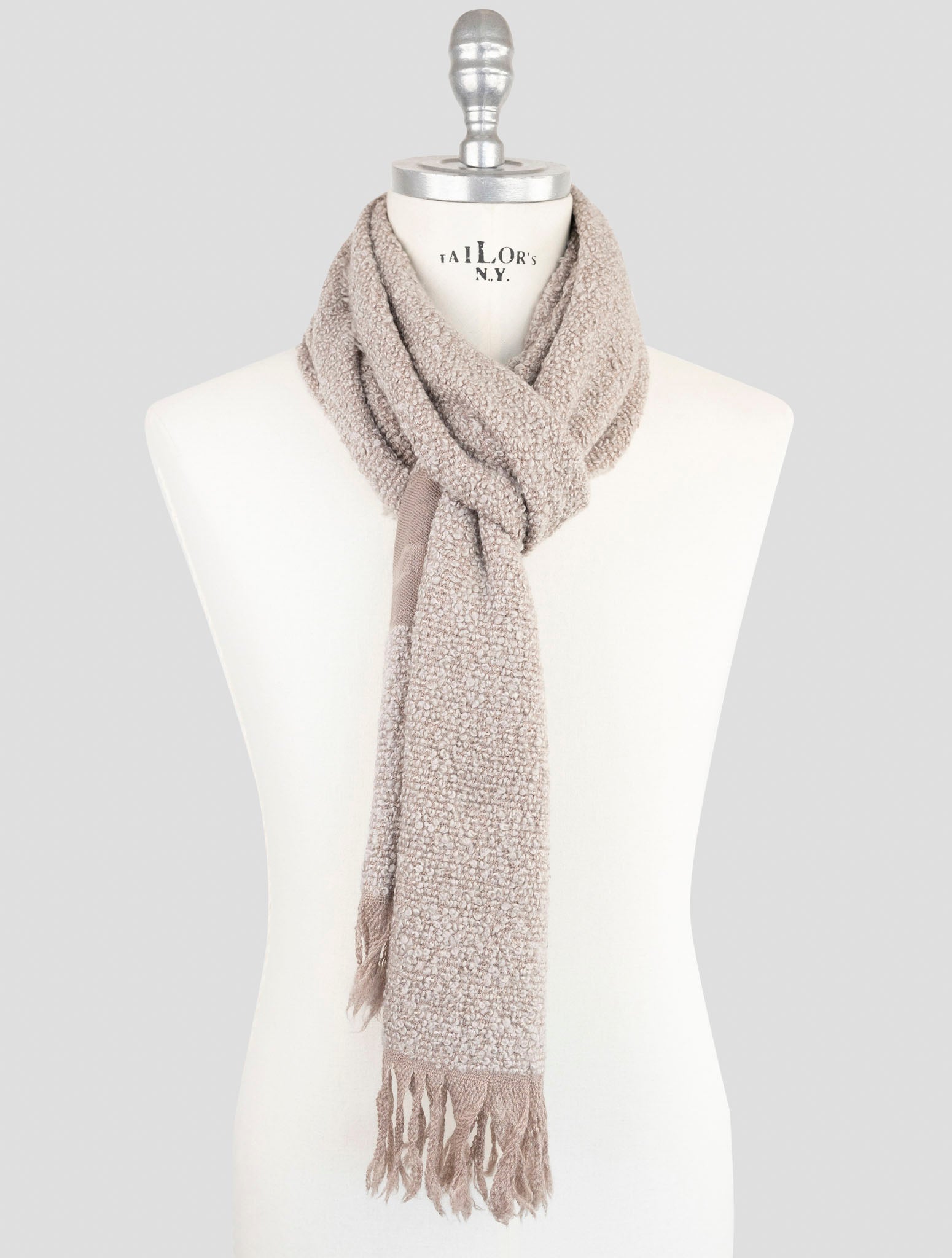Kiton Beige Cashmere Silk Scarf