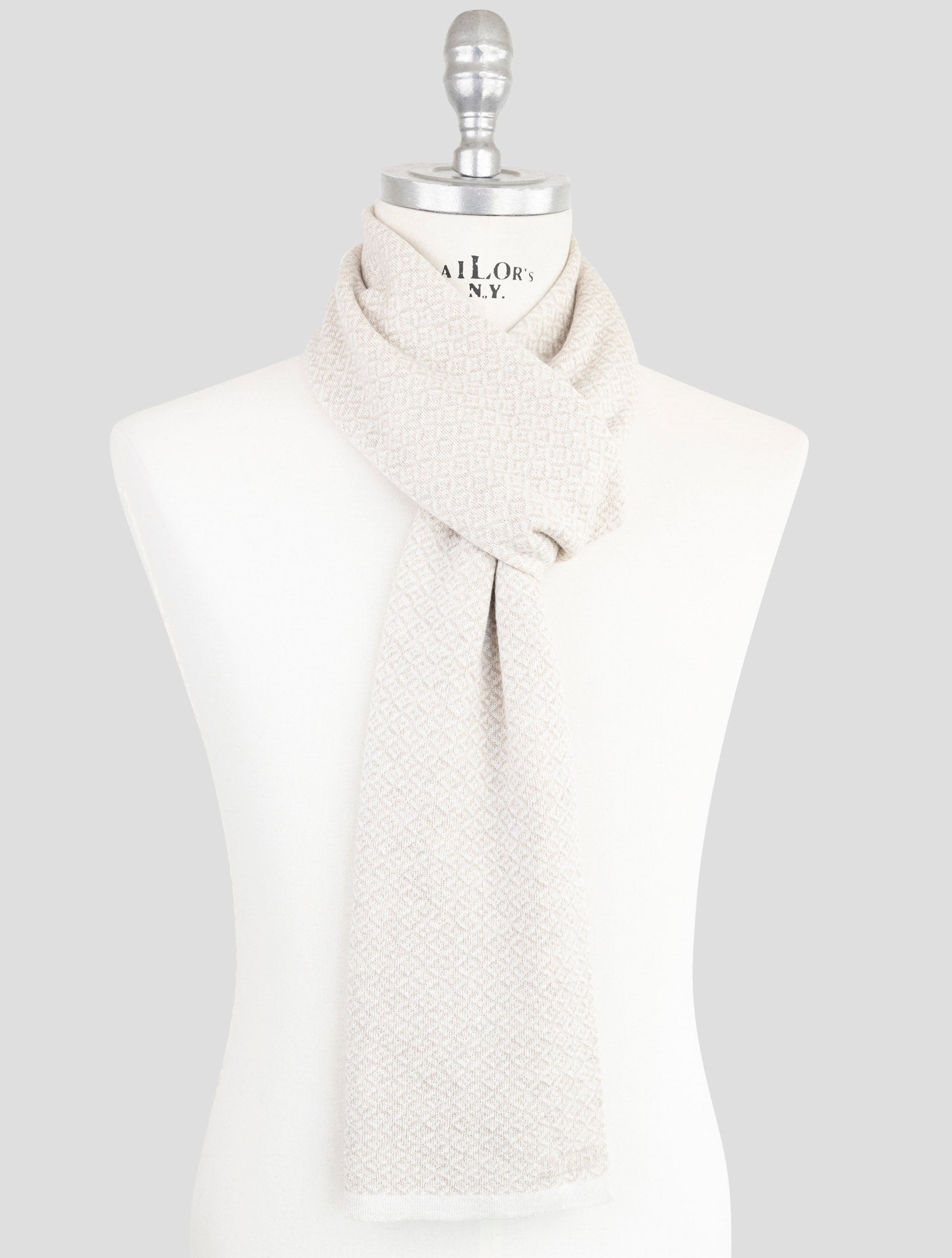Kiton Beige Cashmere Silk Scarf