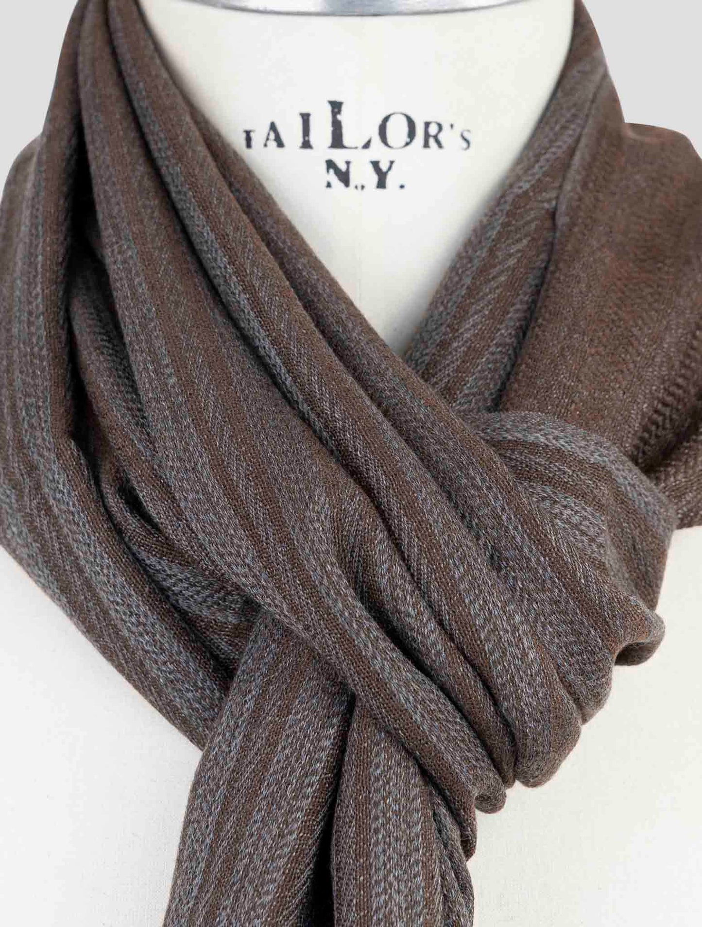 Kiton Gray Brown Cashmere Scarf