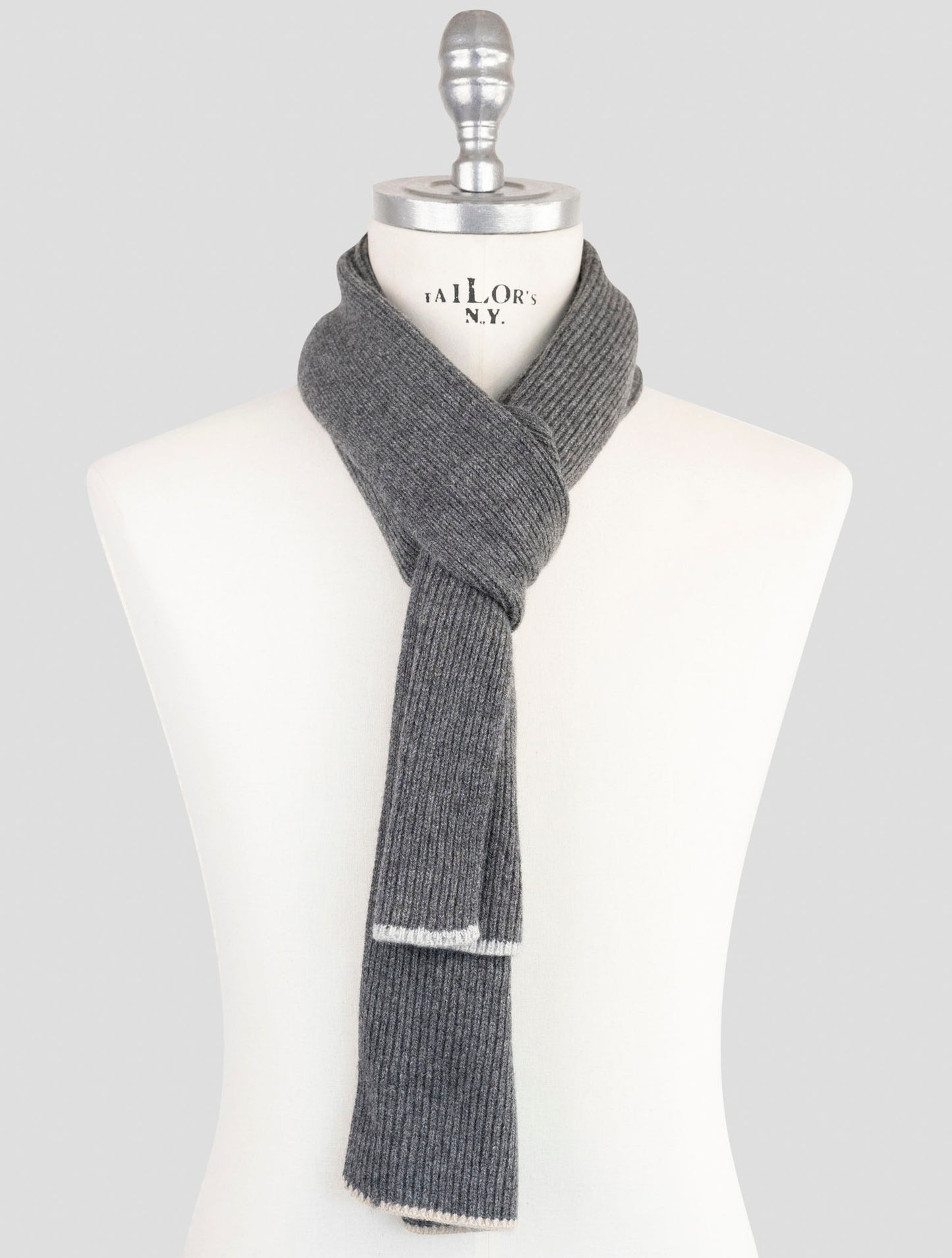 Kiton Gray Cashmere Scarf