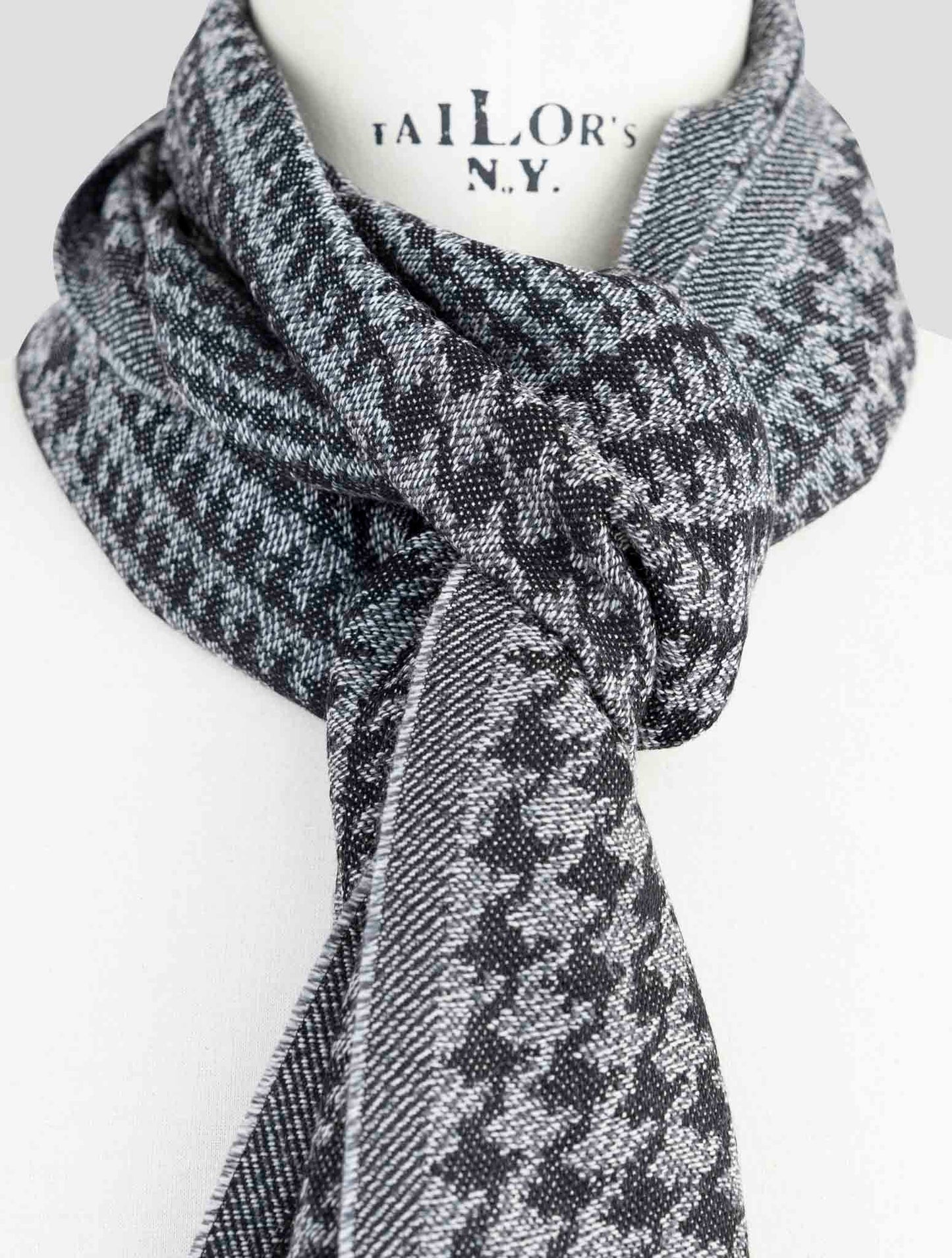 Kiton Black Gray Wool Scarf