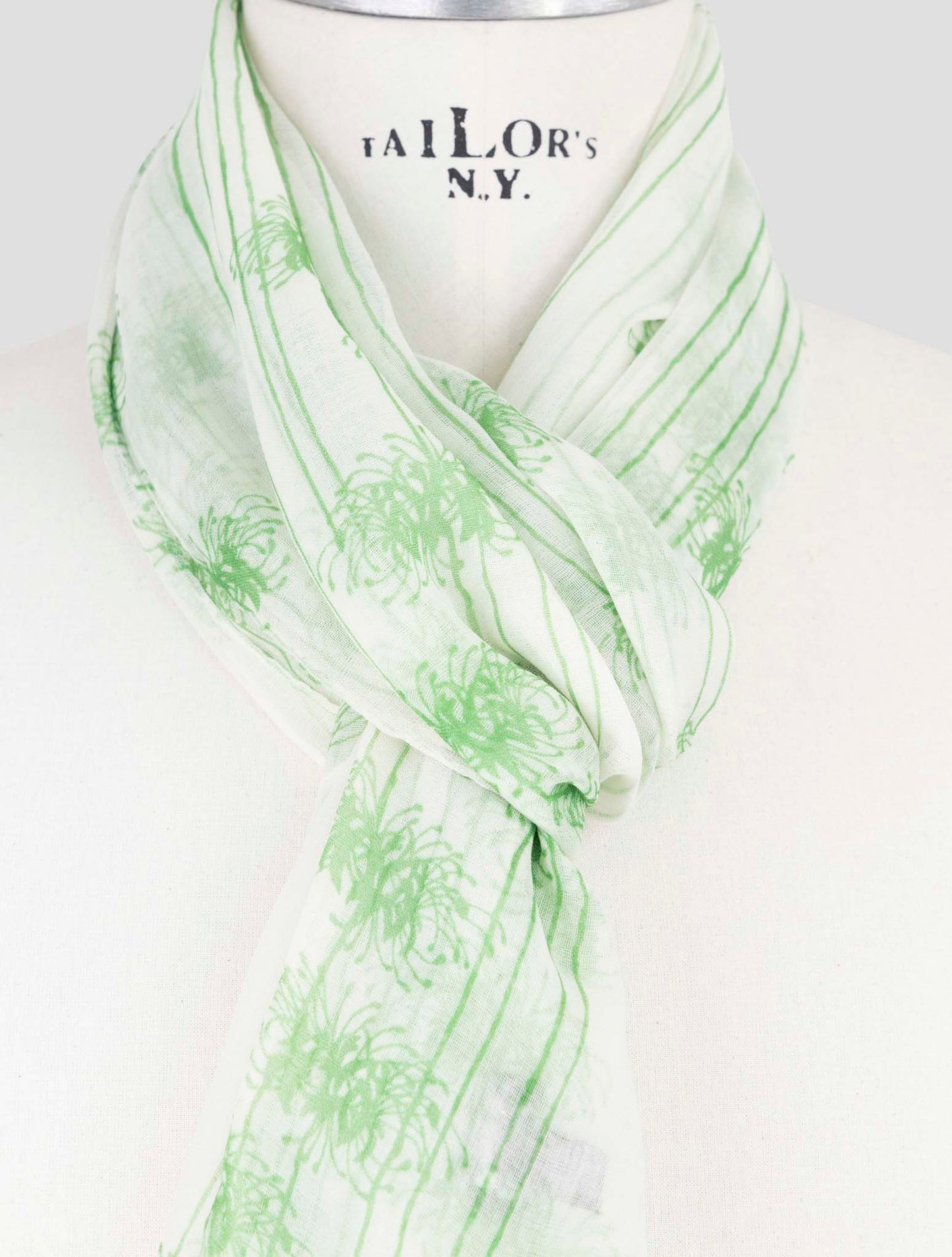Kiton Green White Modal Cashmere Scarf