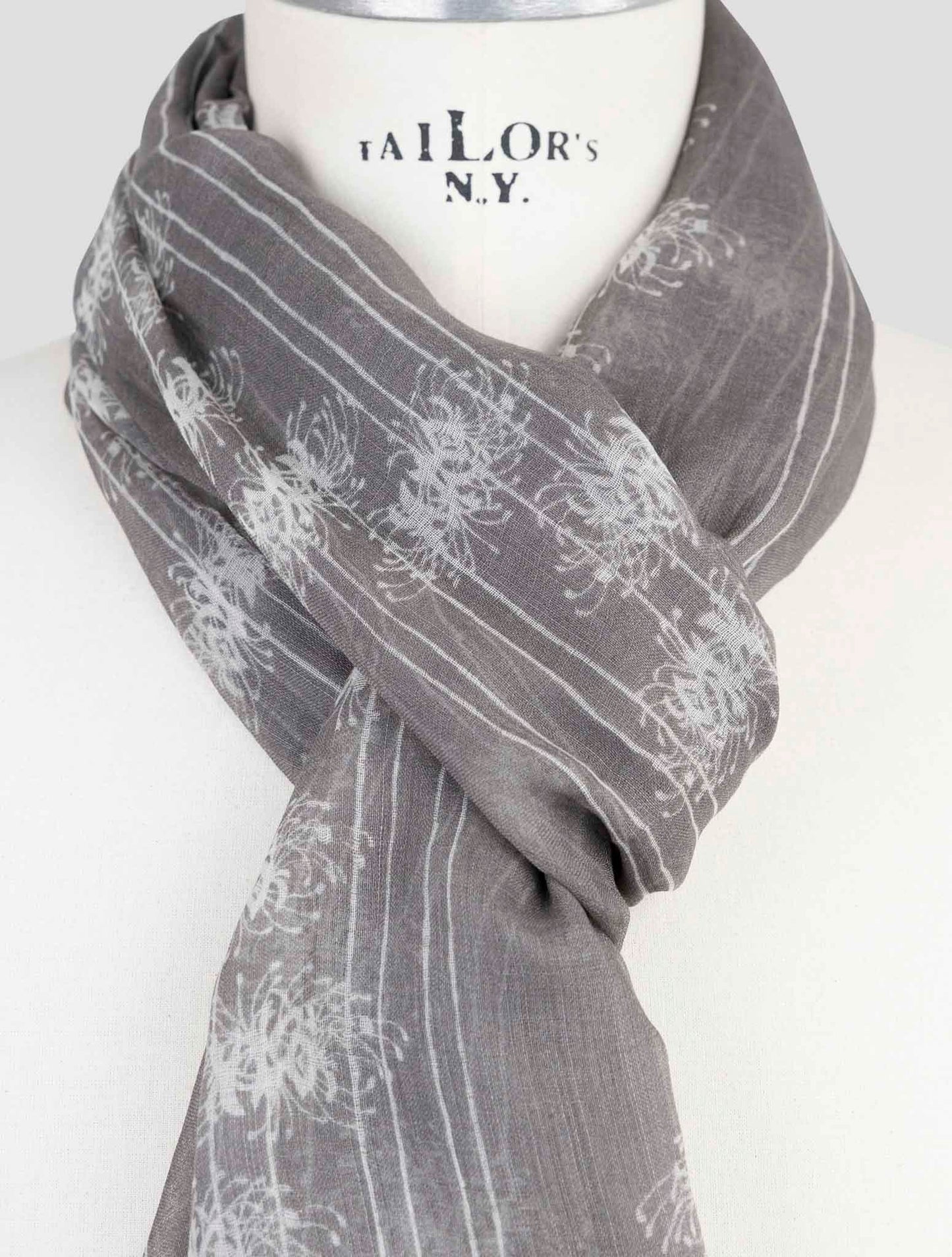 Kiton Gray Modal Cashmere Scarf