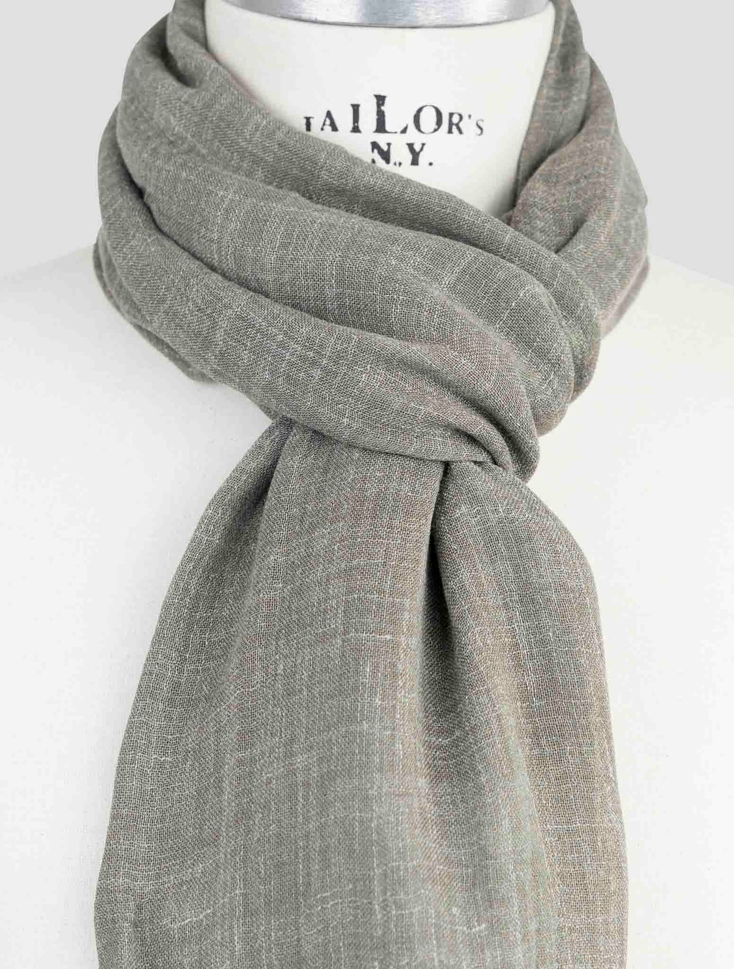 Kiton Green Silk Linen Scarf