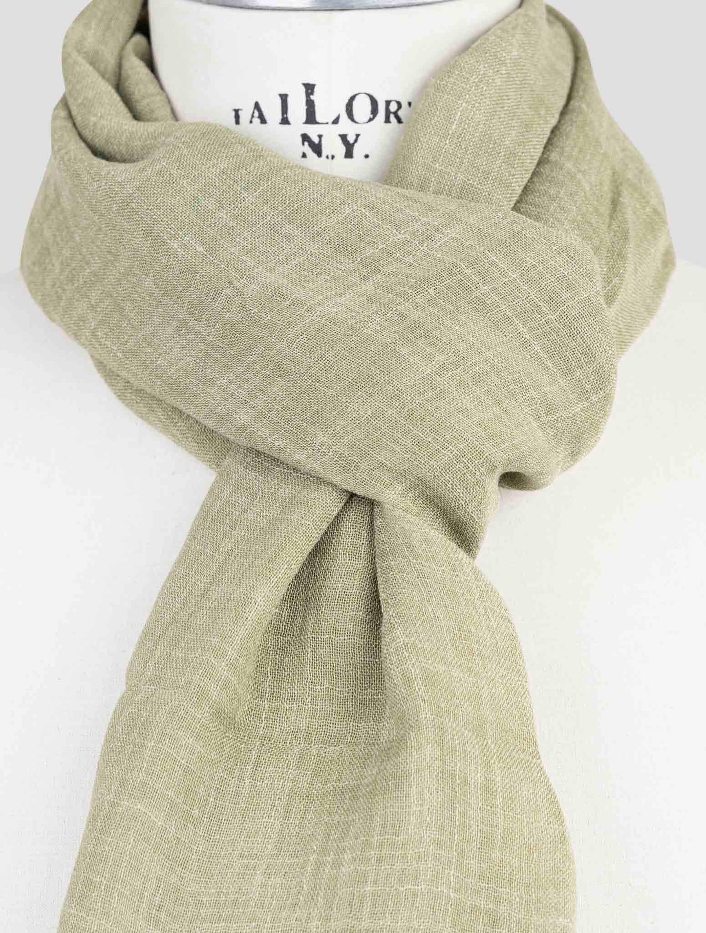 Kiton Green Silk Linen Scarf