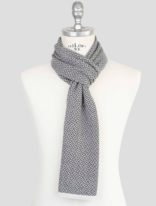 Kiton Black White Cashmere Silk Scarf
