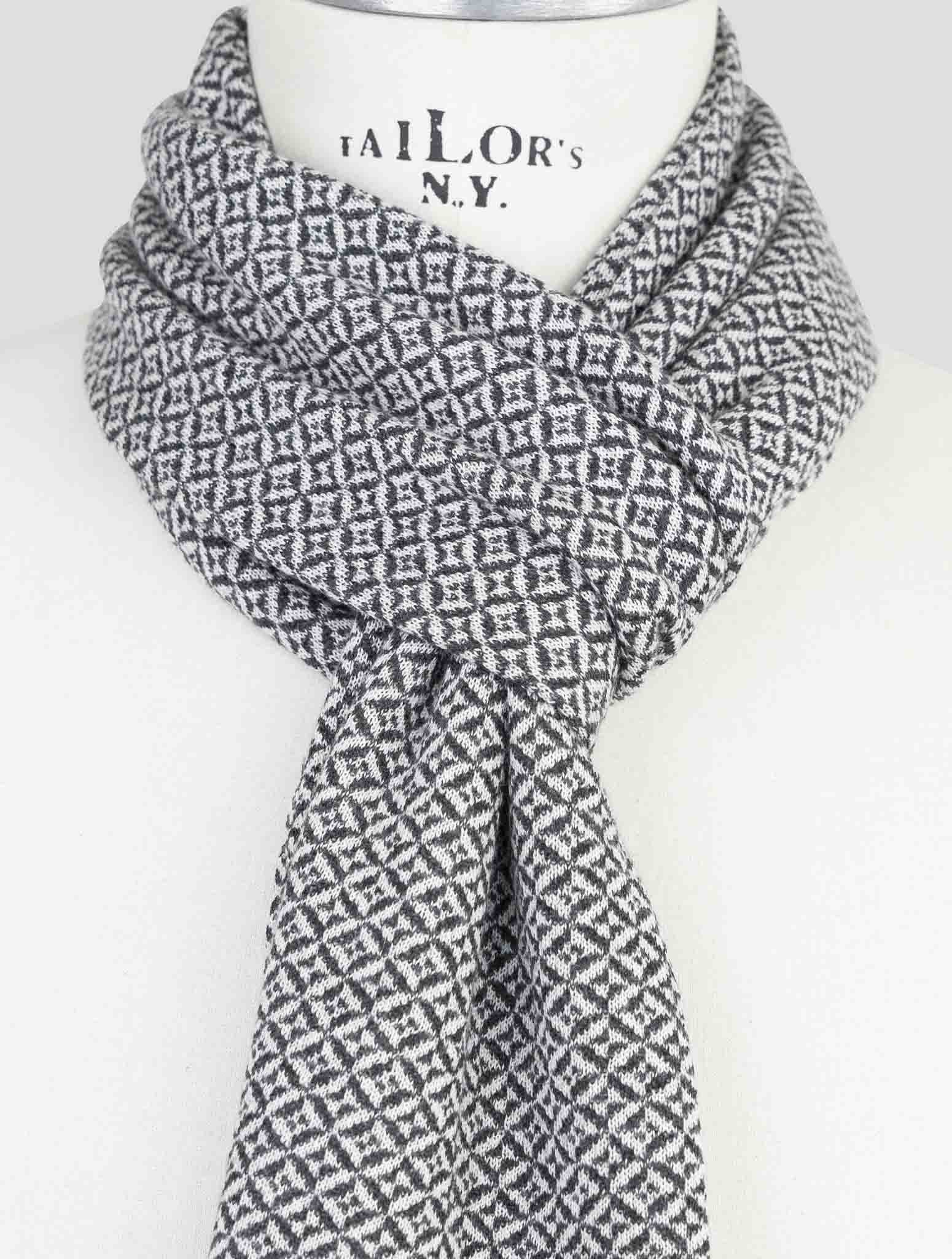 Kiton Black White Cashmere Silk Scarf