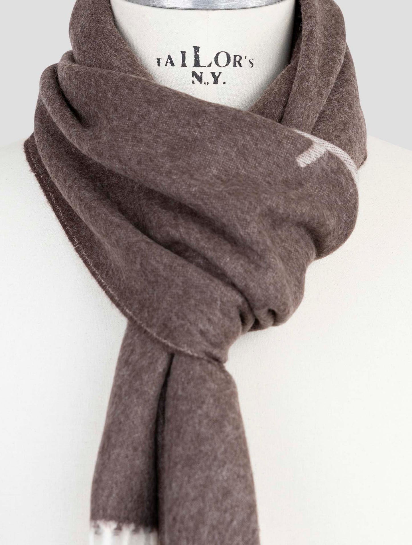 Kiton Brown Silk Cashmere Scarf