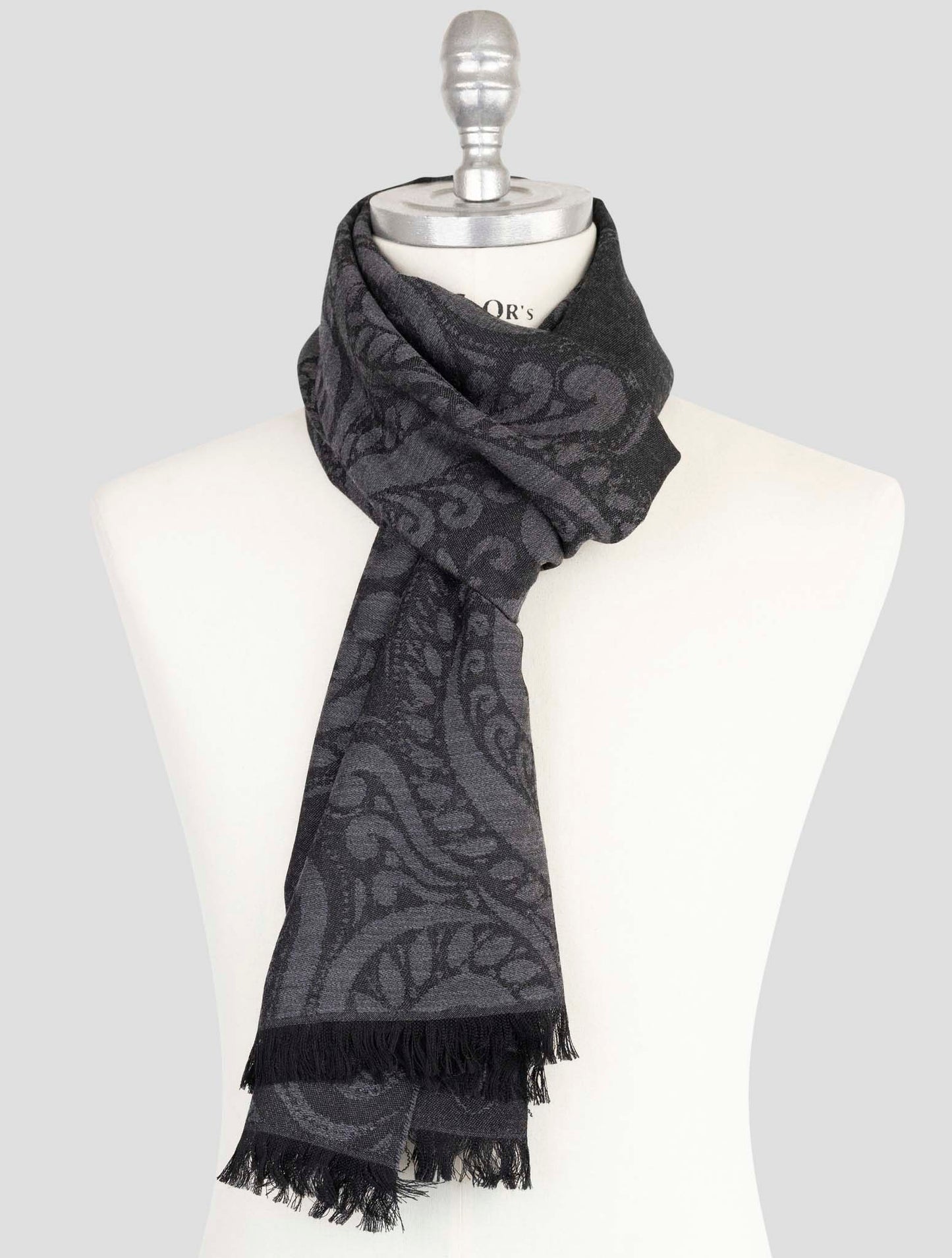 Kiton Dark Gray Virgin Wool Scarf
