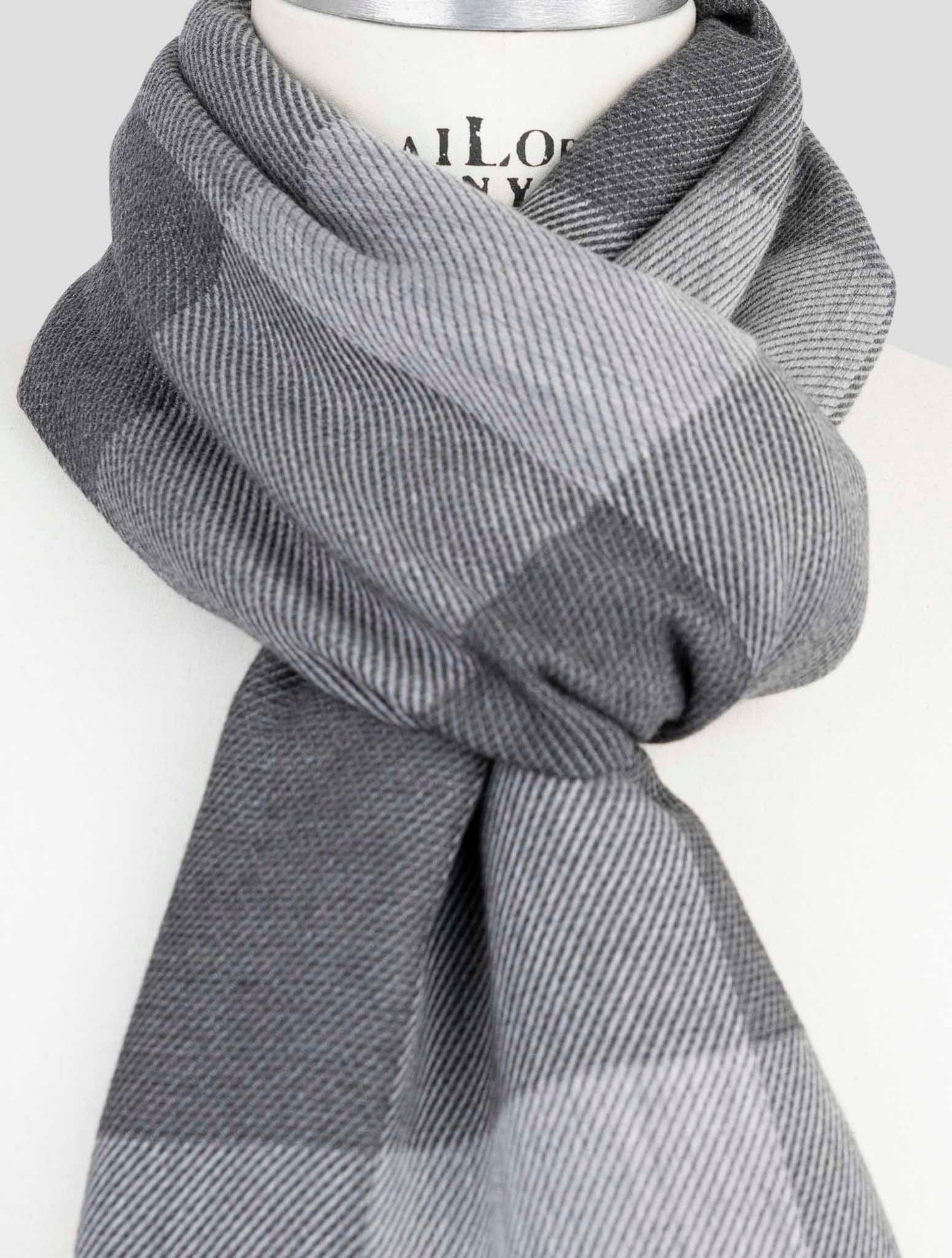 Kiton Gray Cashmere Silk Cotton Scarf