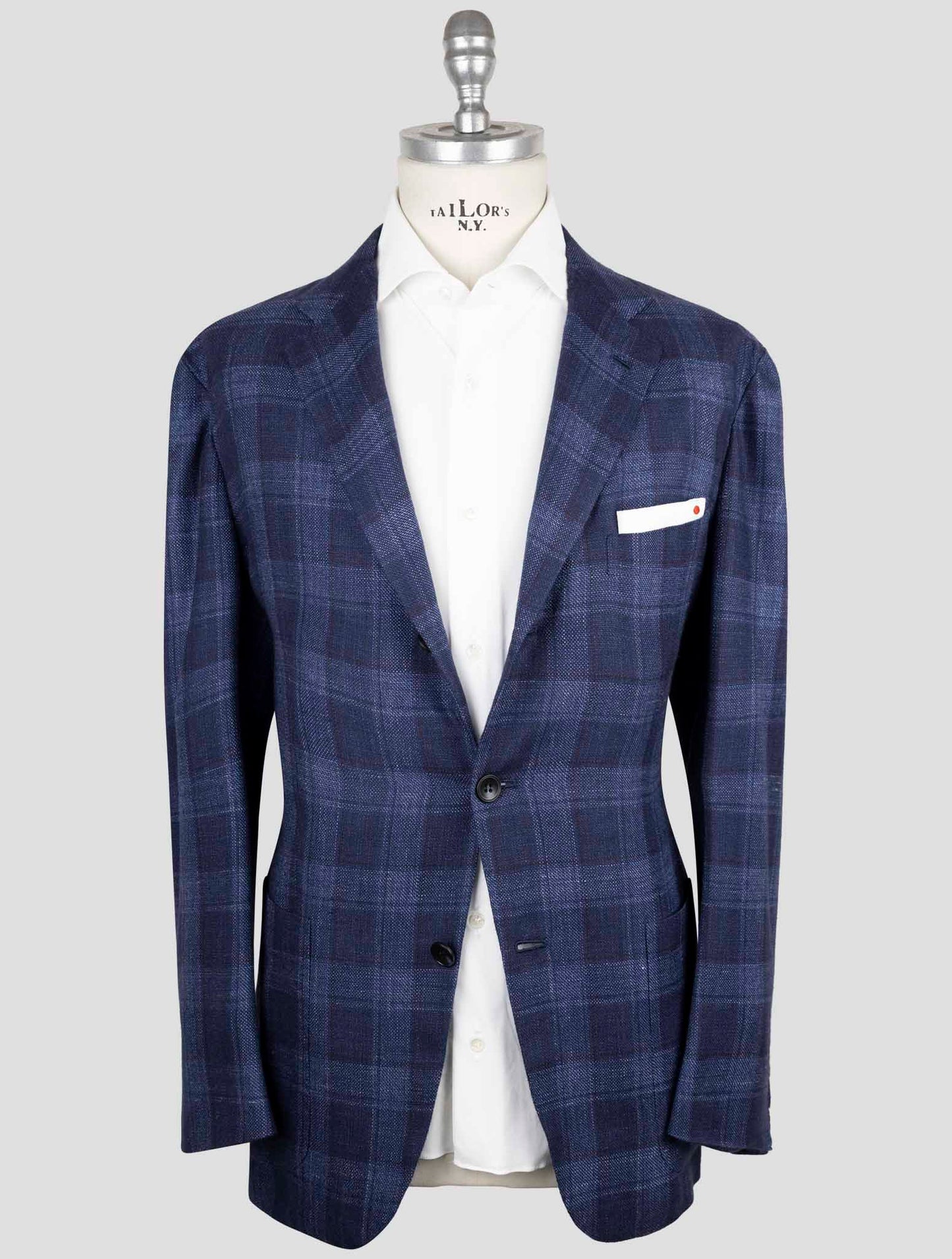 Kiton Blue Cashmere Silk Linen Blazer