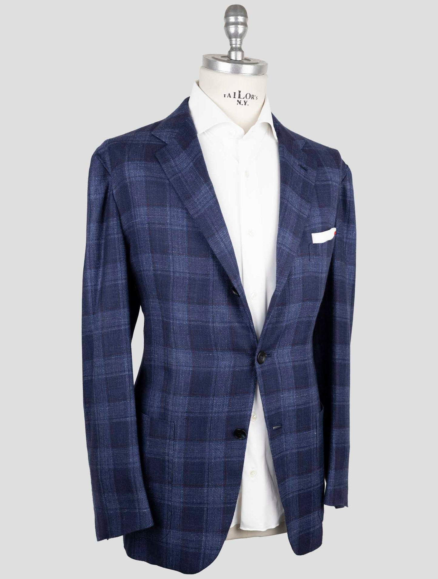 Kiton Blue Cashmere Silk Linen Blazer