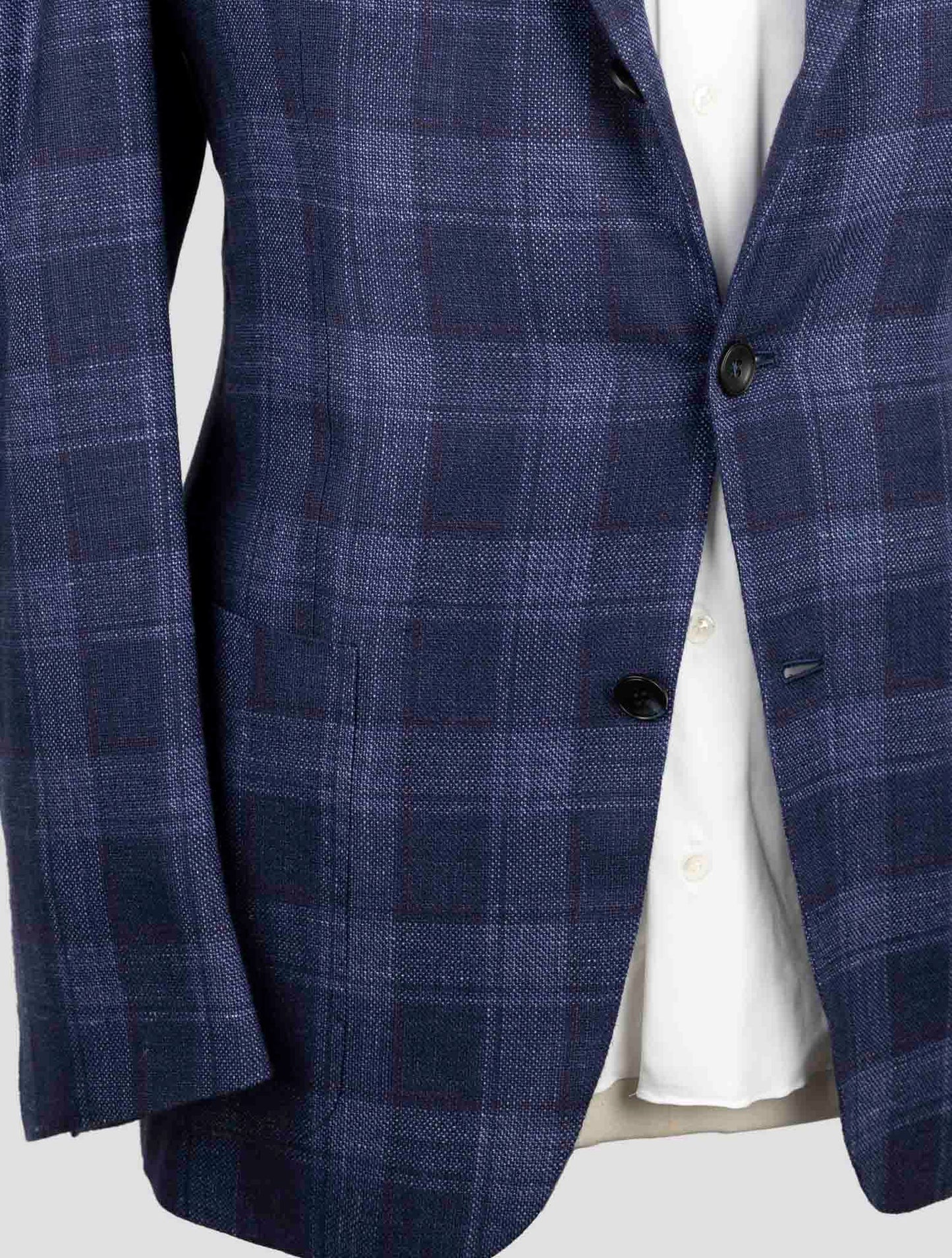 Kiton Blue Cashmere Silk Linen Blazer
