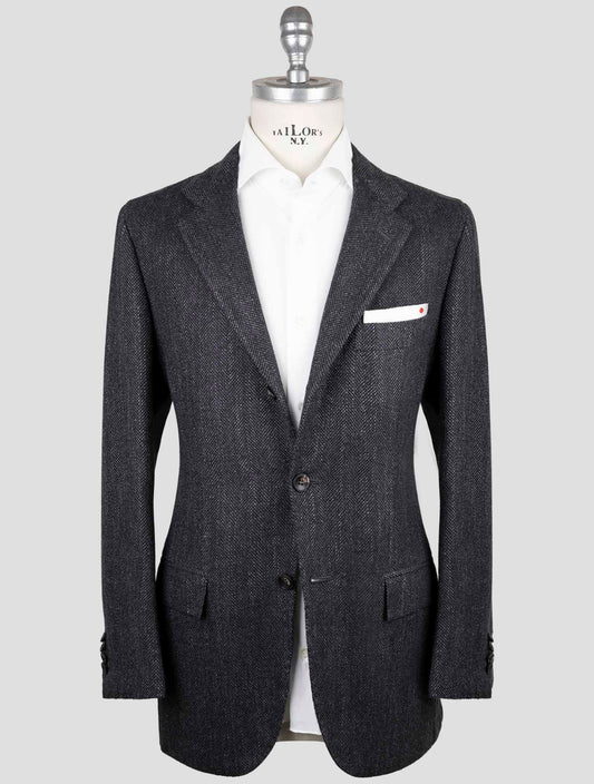 Kiton Blue Cashmere Virgin Wool Silk  Linen Blazer