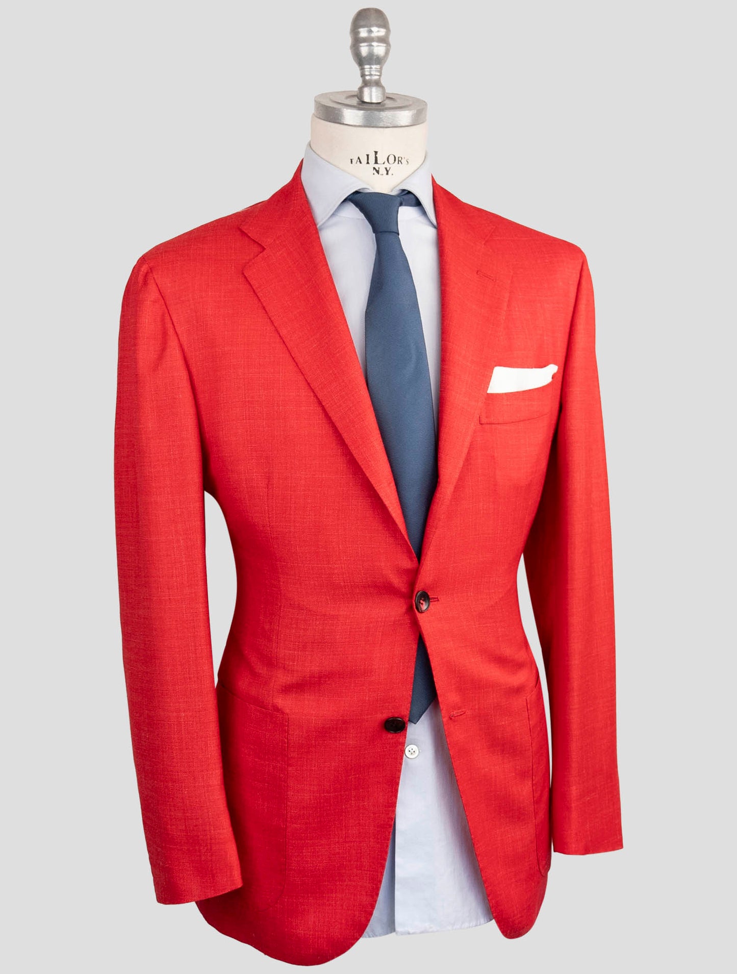 Kiton Red Silk Cashmere Linen Blazer