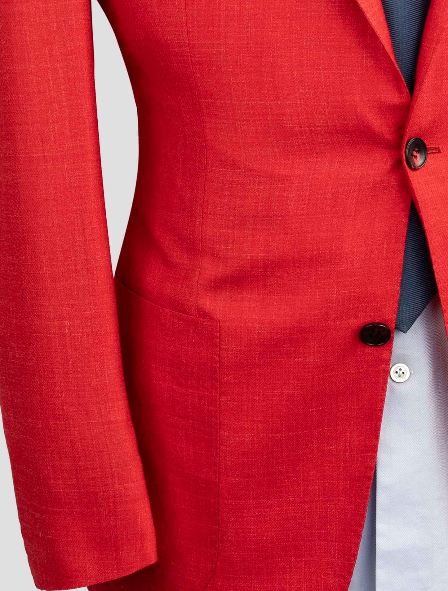Kiton Red Silk Cashmere Linen Blazer