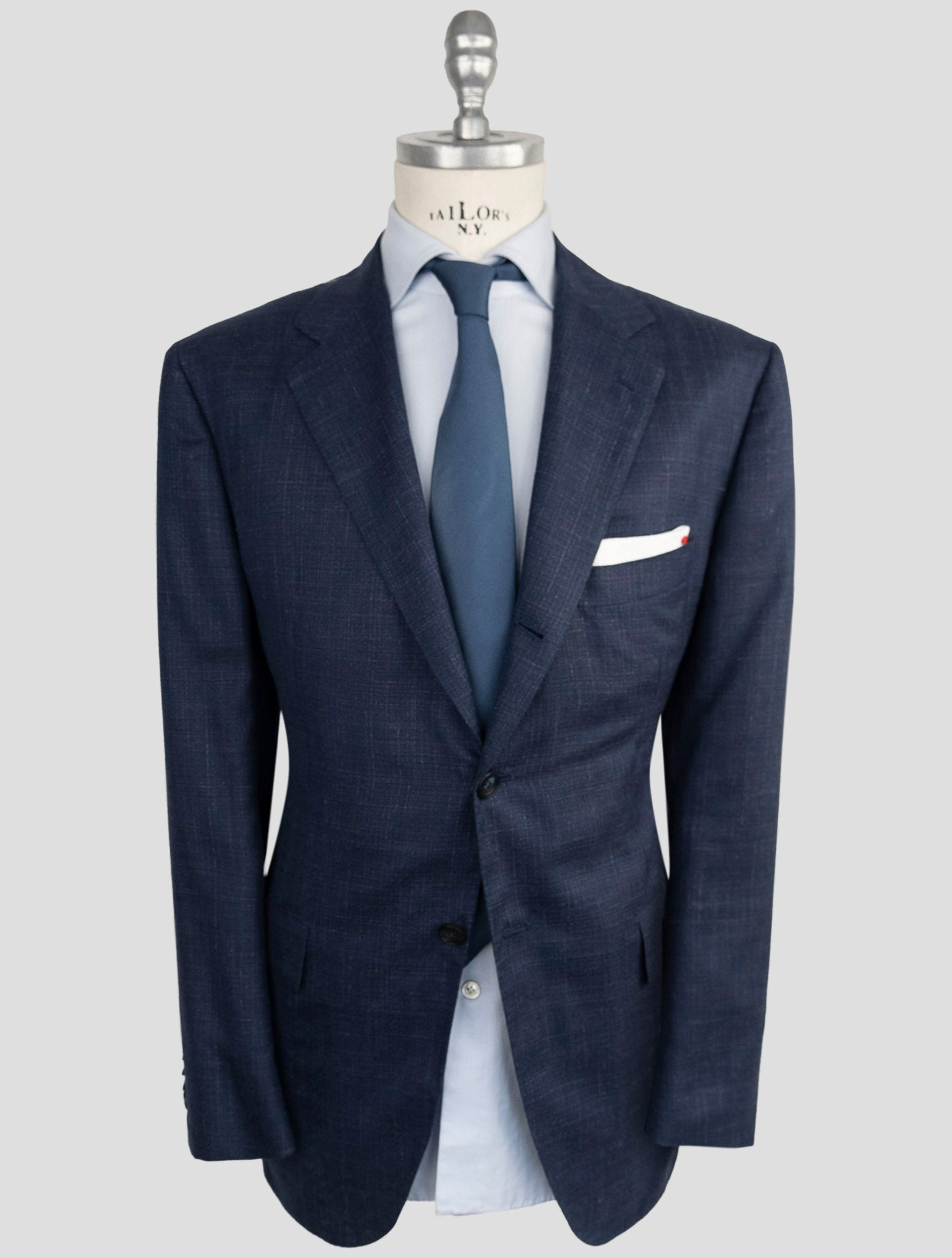 Kiton Blue Cashmere Silk Linen Suit