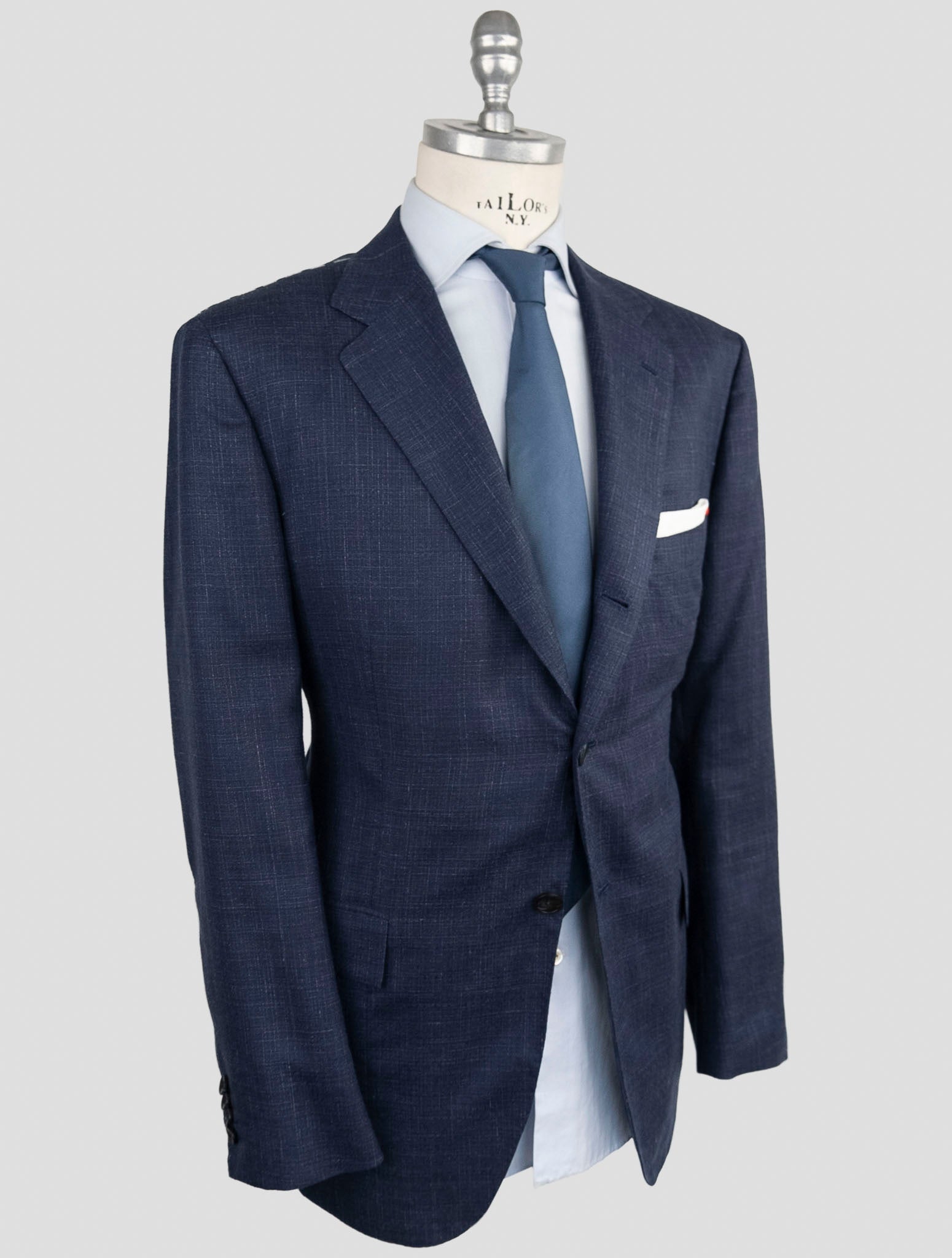 Kiton Blue Cashmere Silk Linen Suit