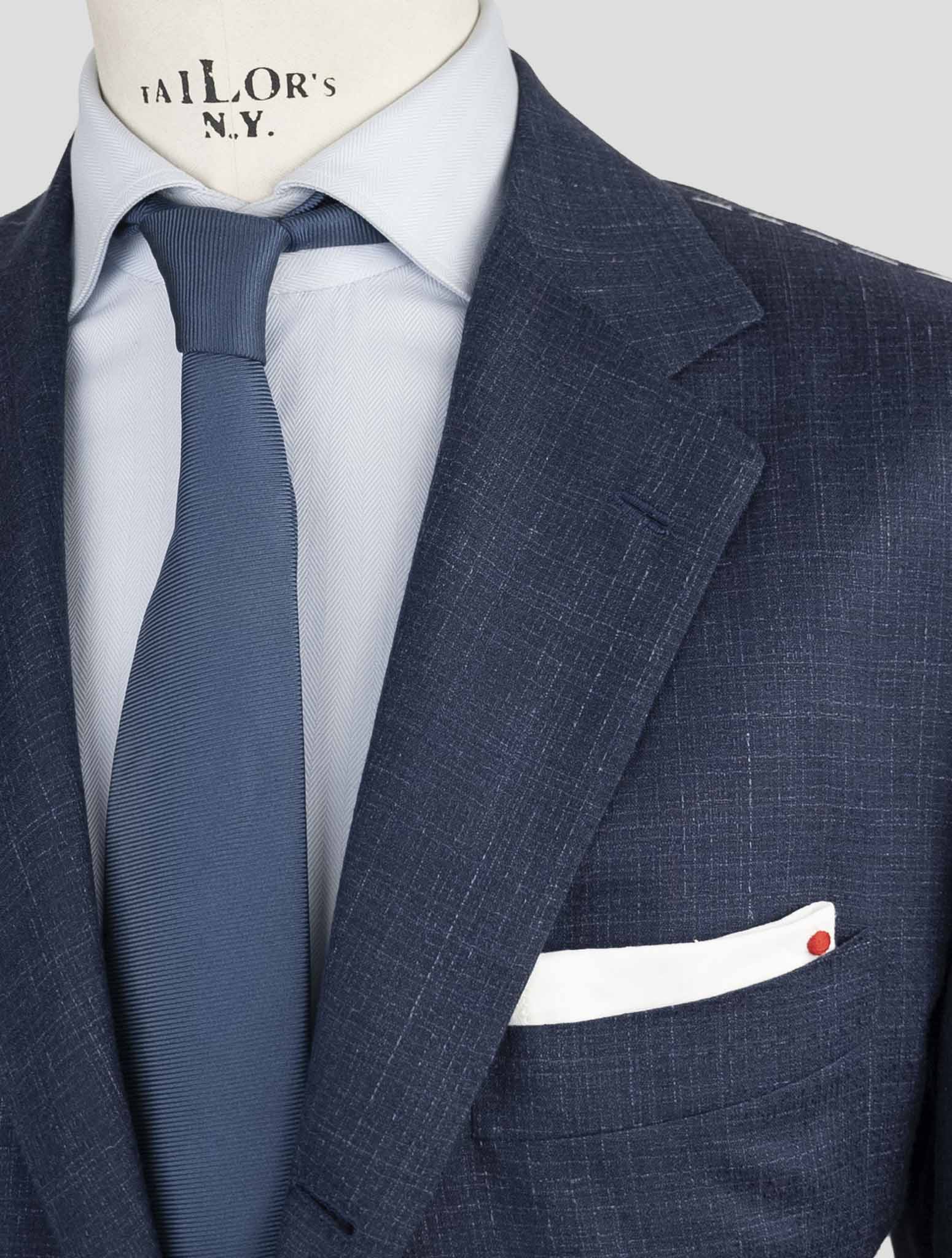 Kiton Blue Cashmere Silk Linen Suit