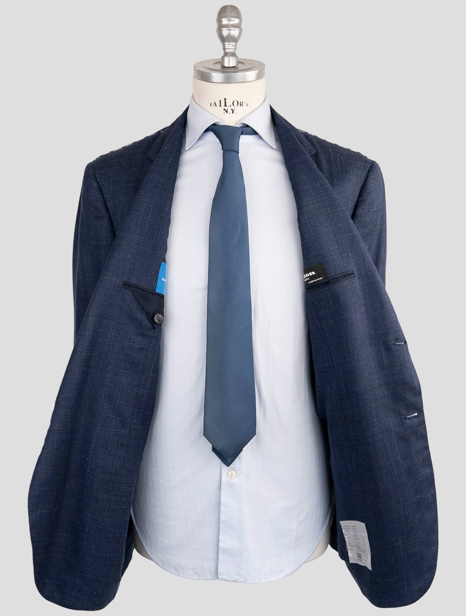 Kiton Blue Cashmere Silk Linen Suit