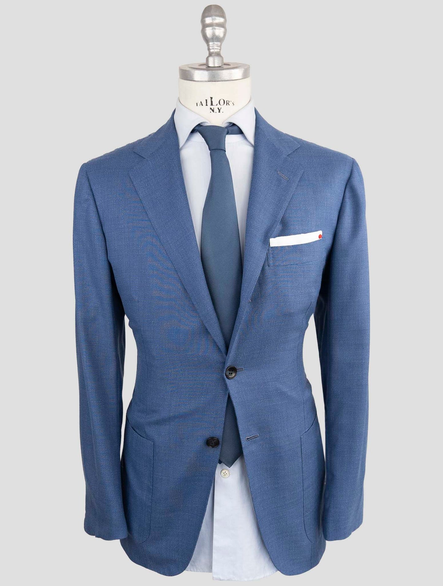 Kiton Blue Fleece Wool Cashmere Suit