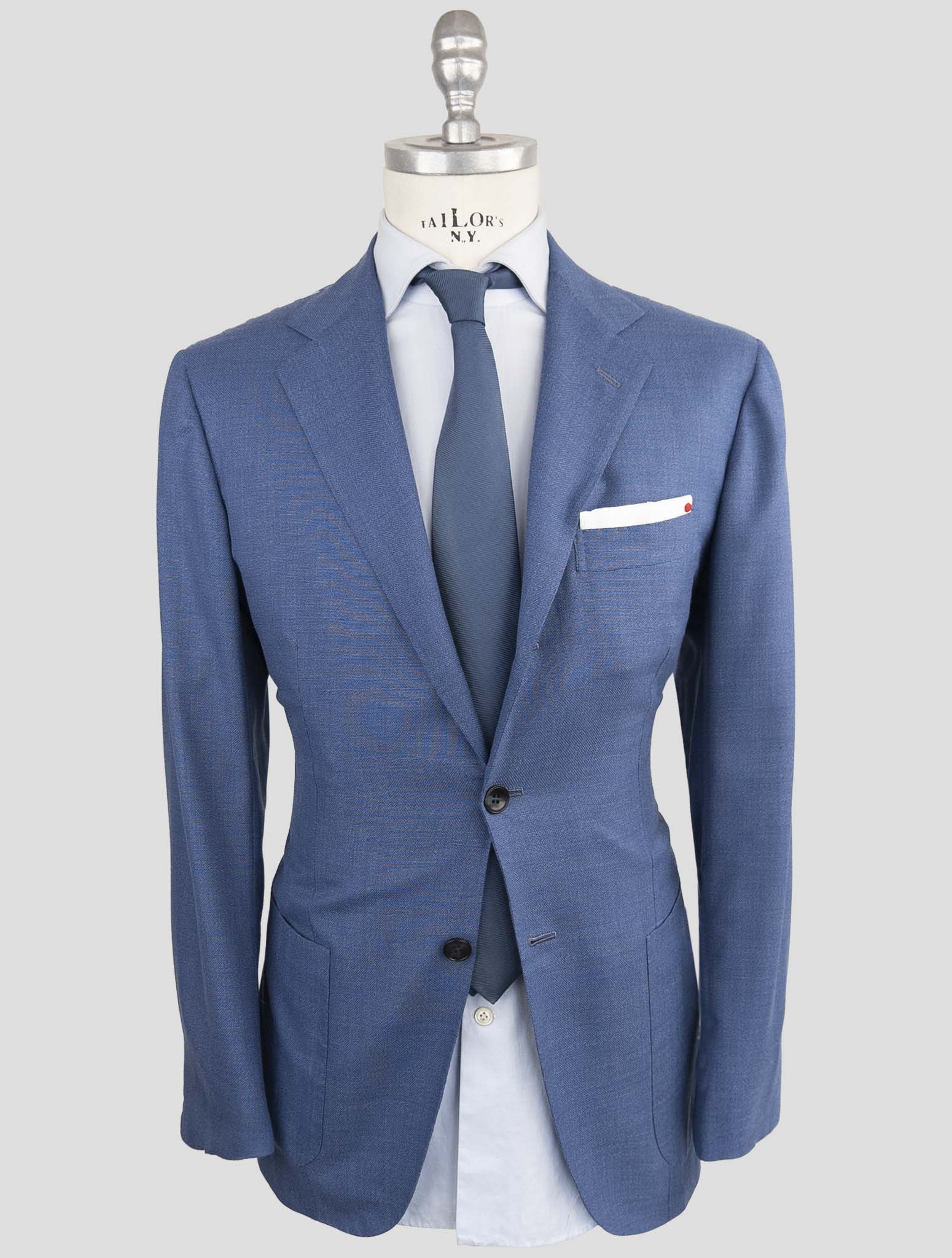 Kiton Blue Fleece Wool Cashmere Suit