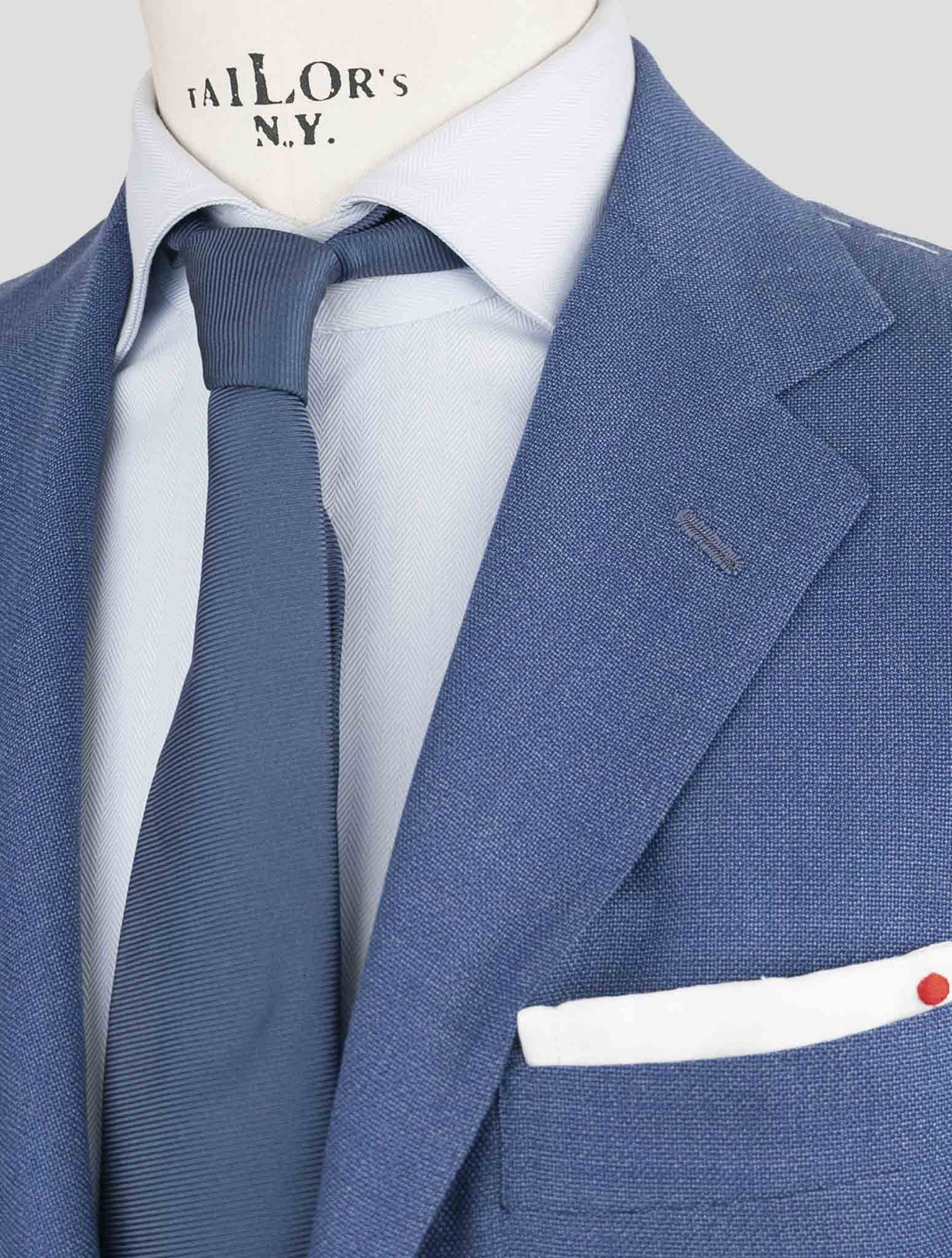 Kiton Blue Fleece Wool Cashmere Suit