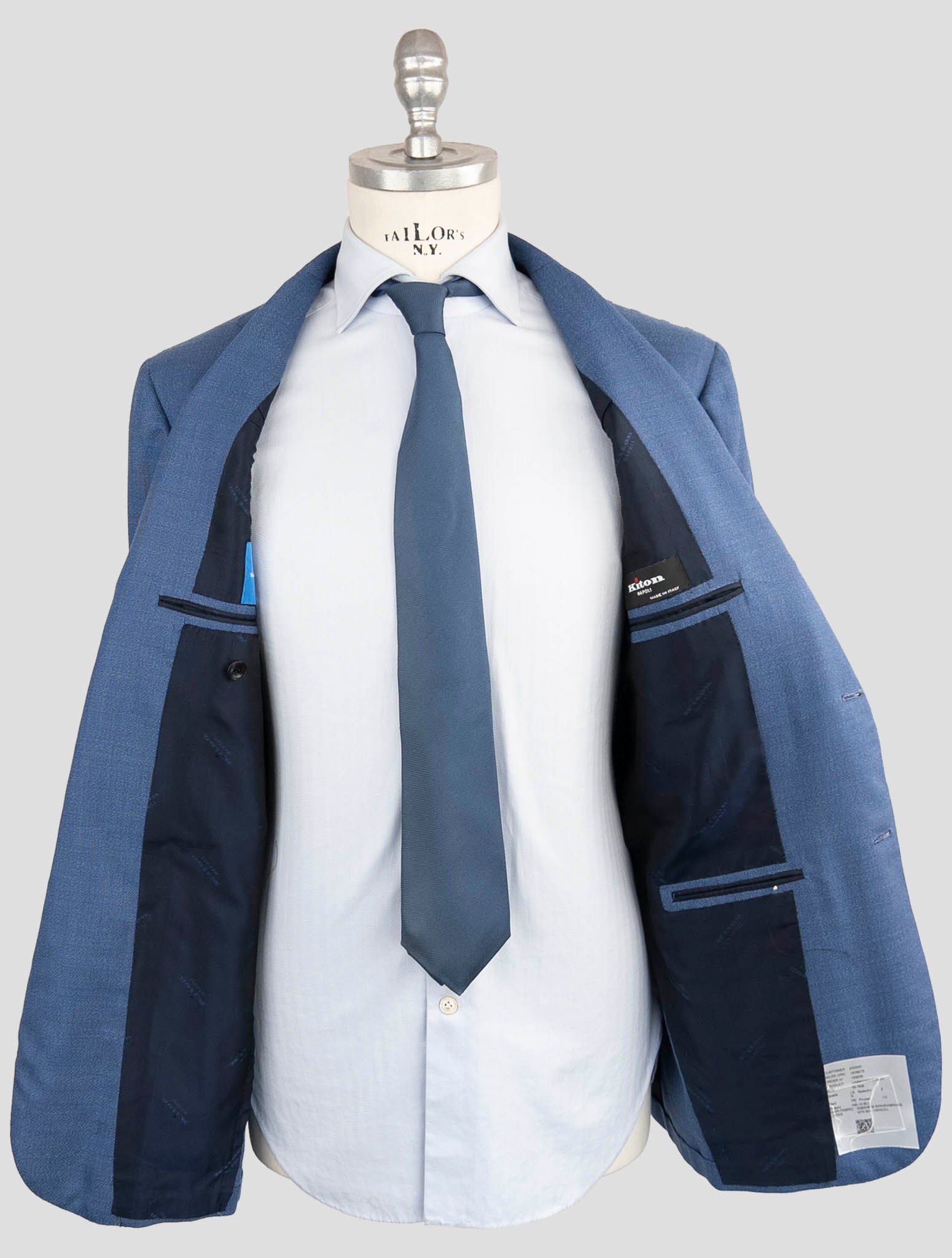 Kiton Blue Fleece Wool Cashmere Suit