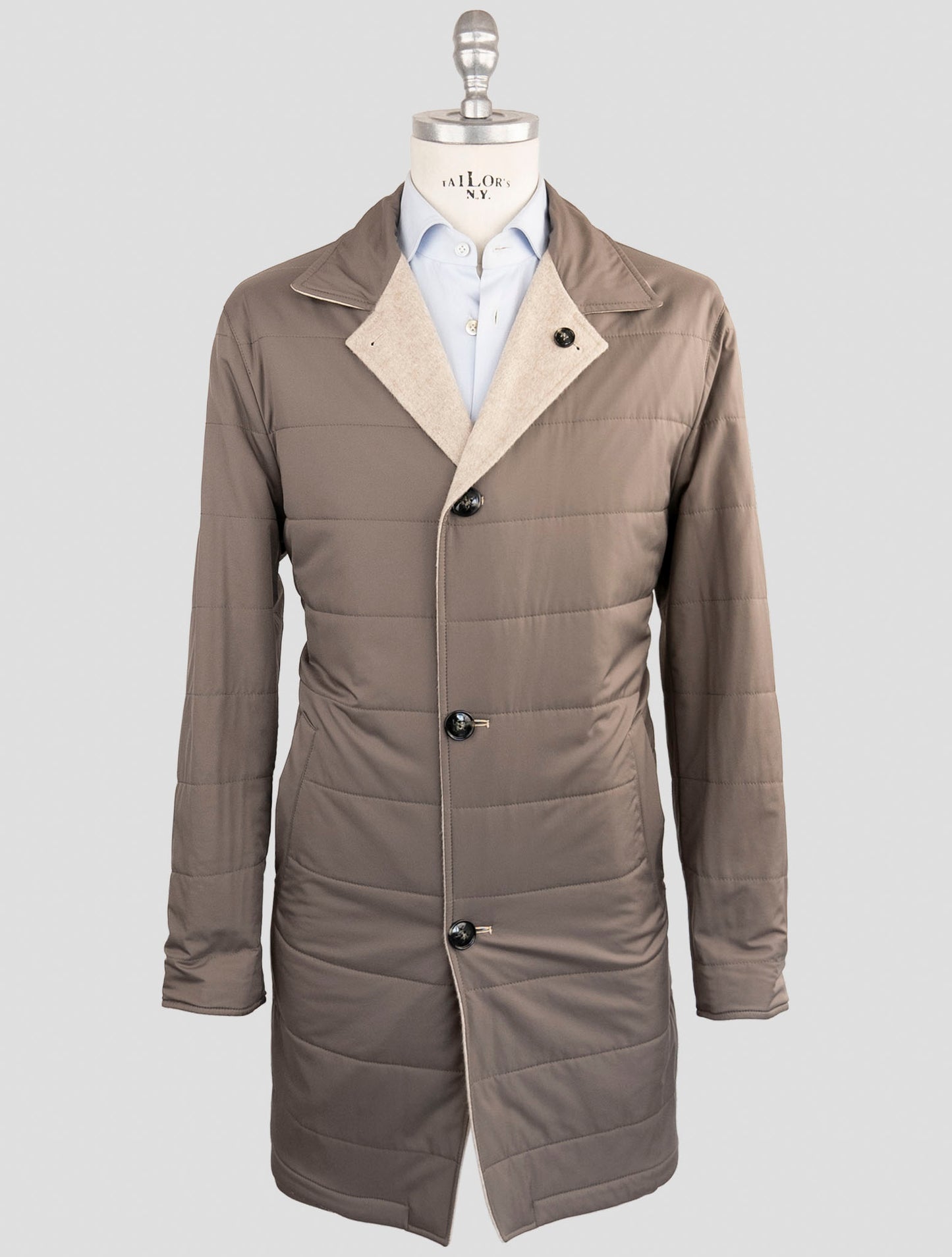 Kiton Beige Pl Cashmere Reverse Overcoat