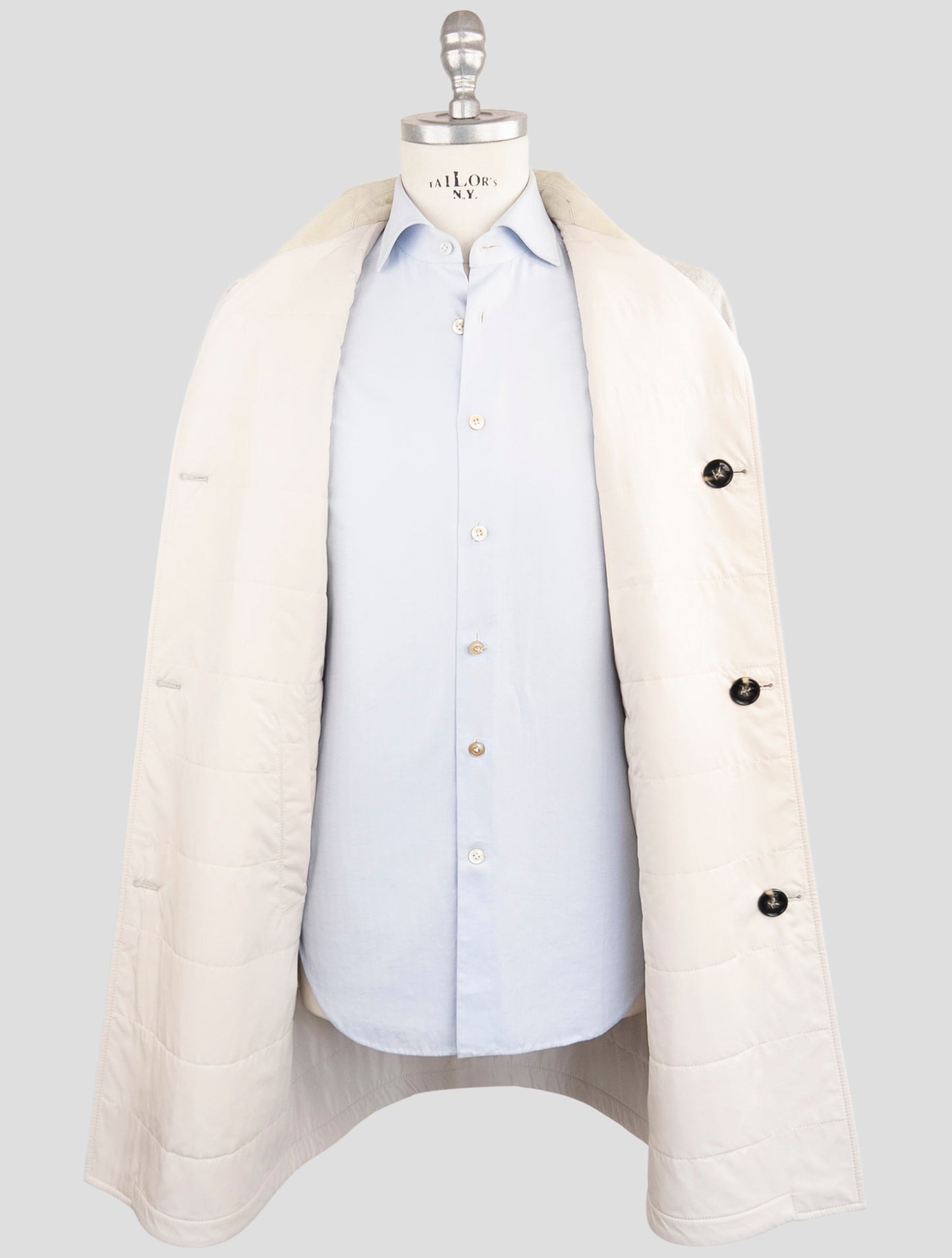 Kiton Beige Gray Pl Cashmere Reverse Overcoat