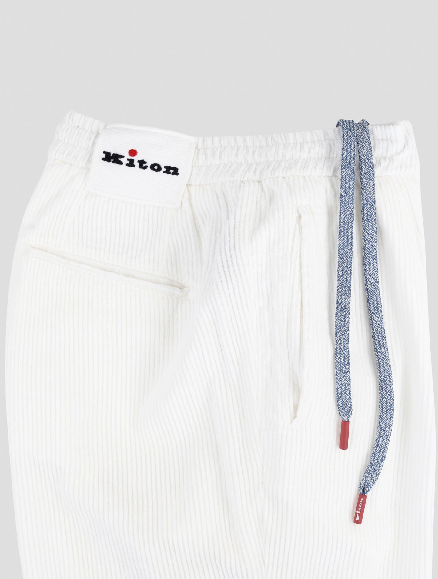 Kiton White Cotton Velvet Pants