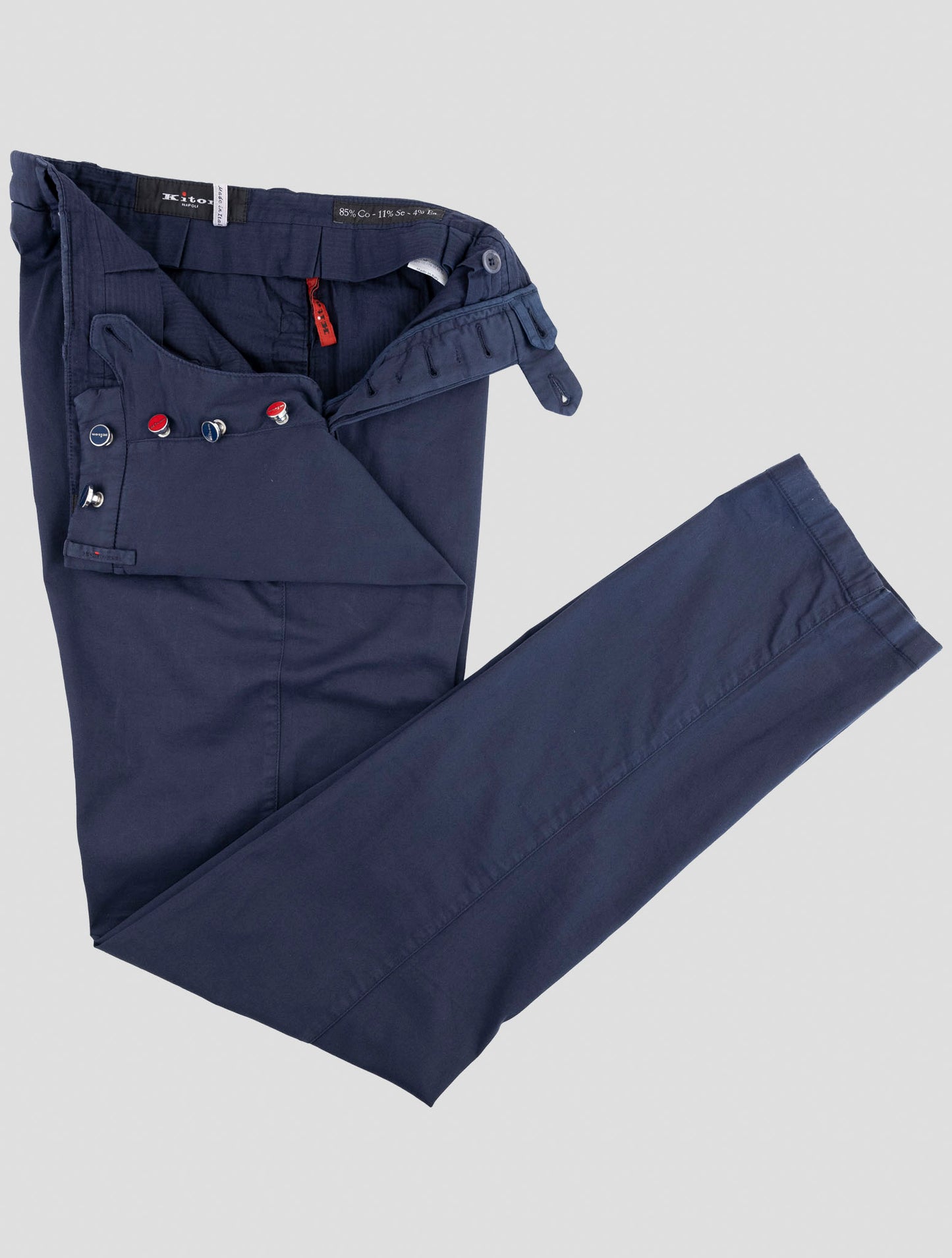 Kiton Blue Cotton Silk Ea Pants