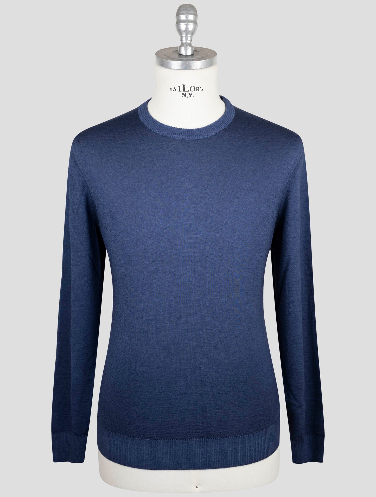 Kiton Blue Cashmere Silk Sweater Crewneck