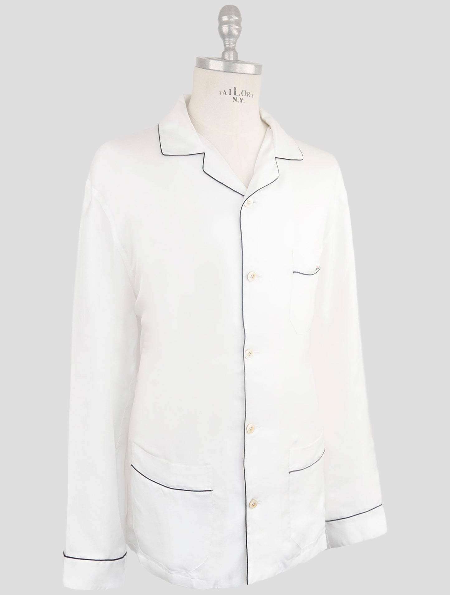 Kiton White Silk Pajamas Shirt