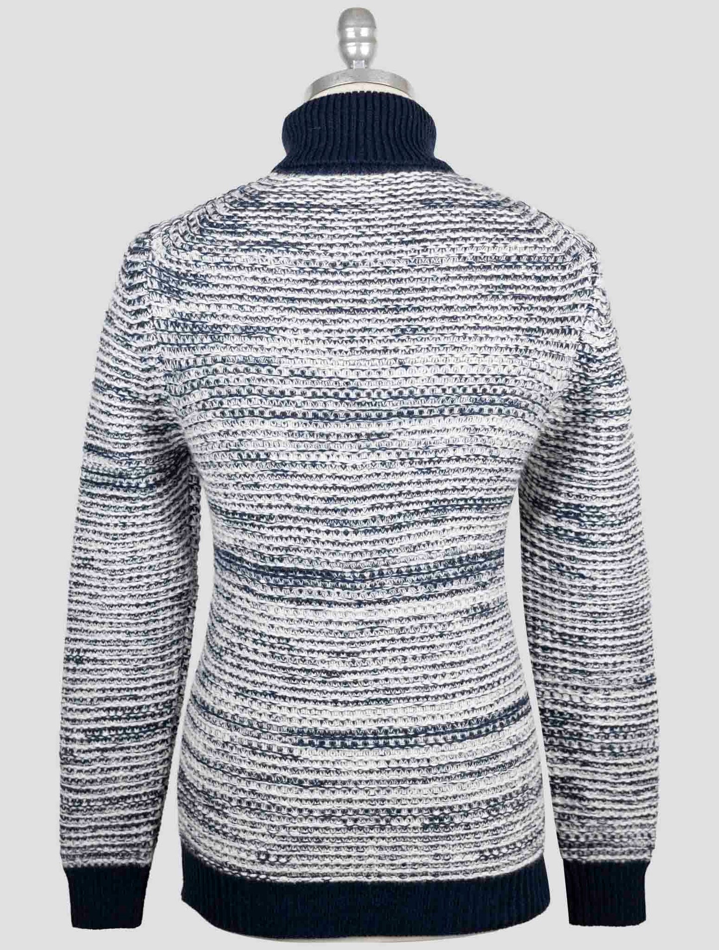 Kiton Blue White Cashmere Sweater Turtleneck