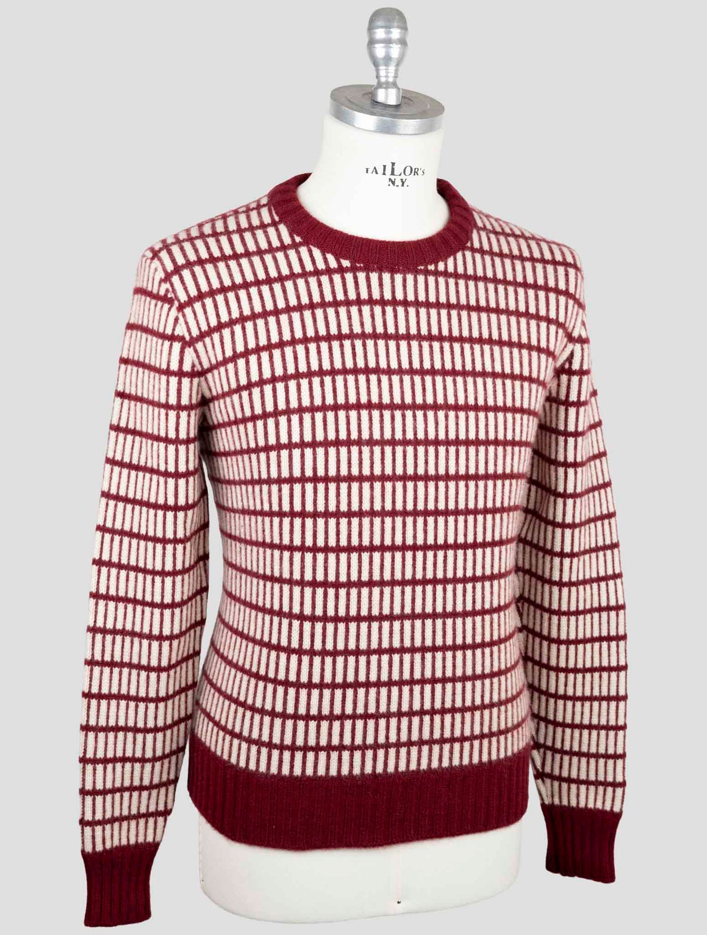 Kiton Burgundy White Cashmere Sweater Crewneck