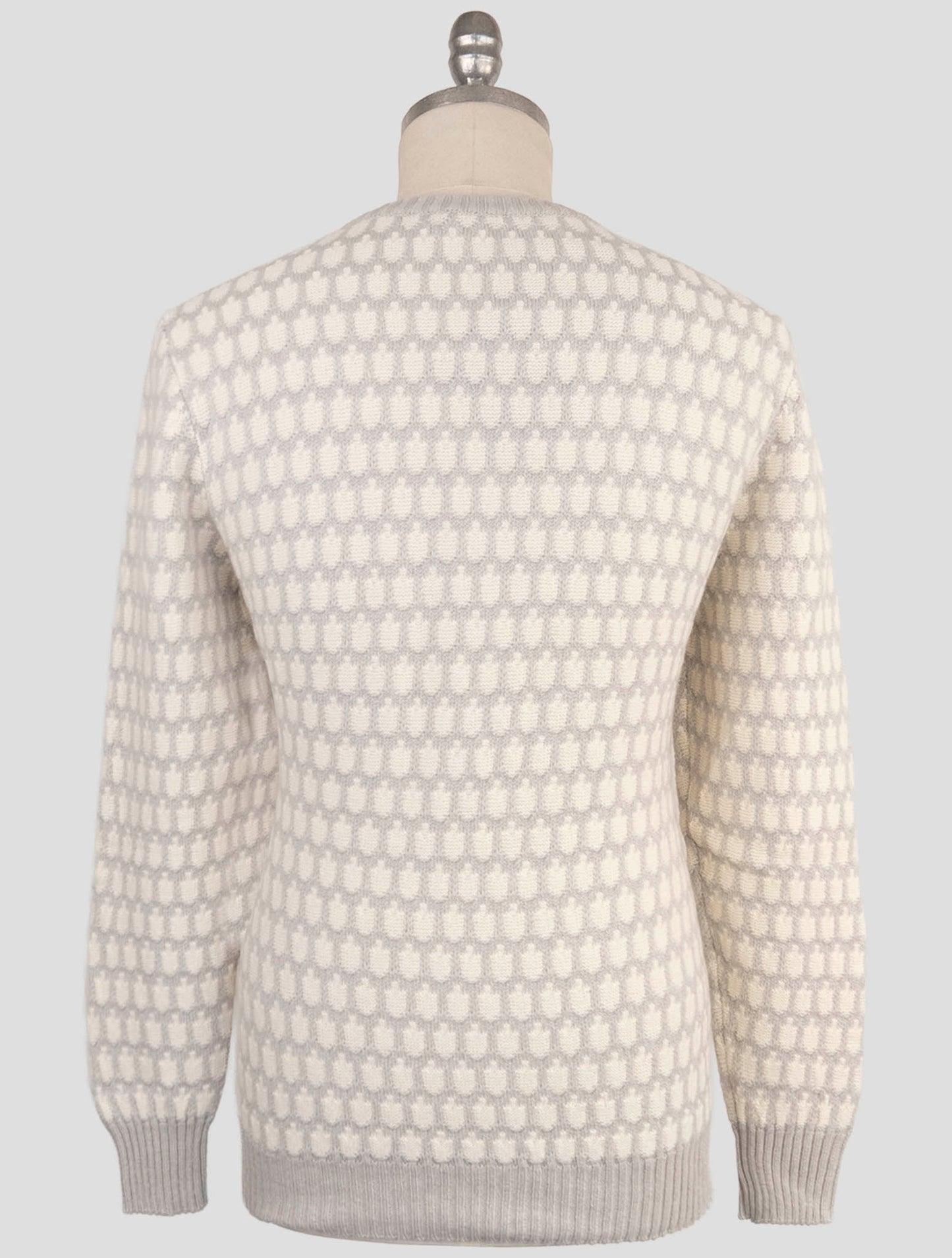 Kiton White Gray Cashmere Sweater Crewneck