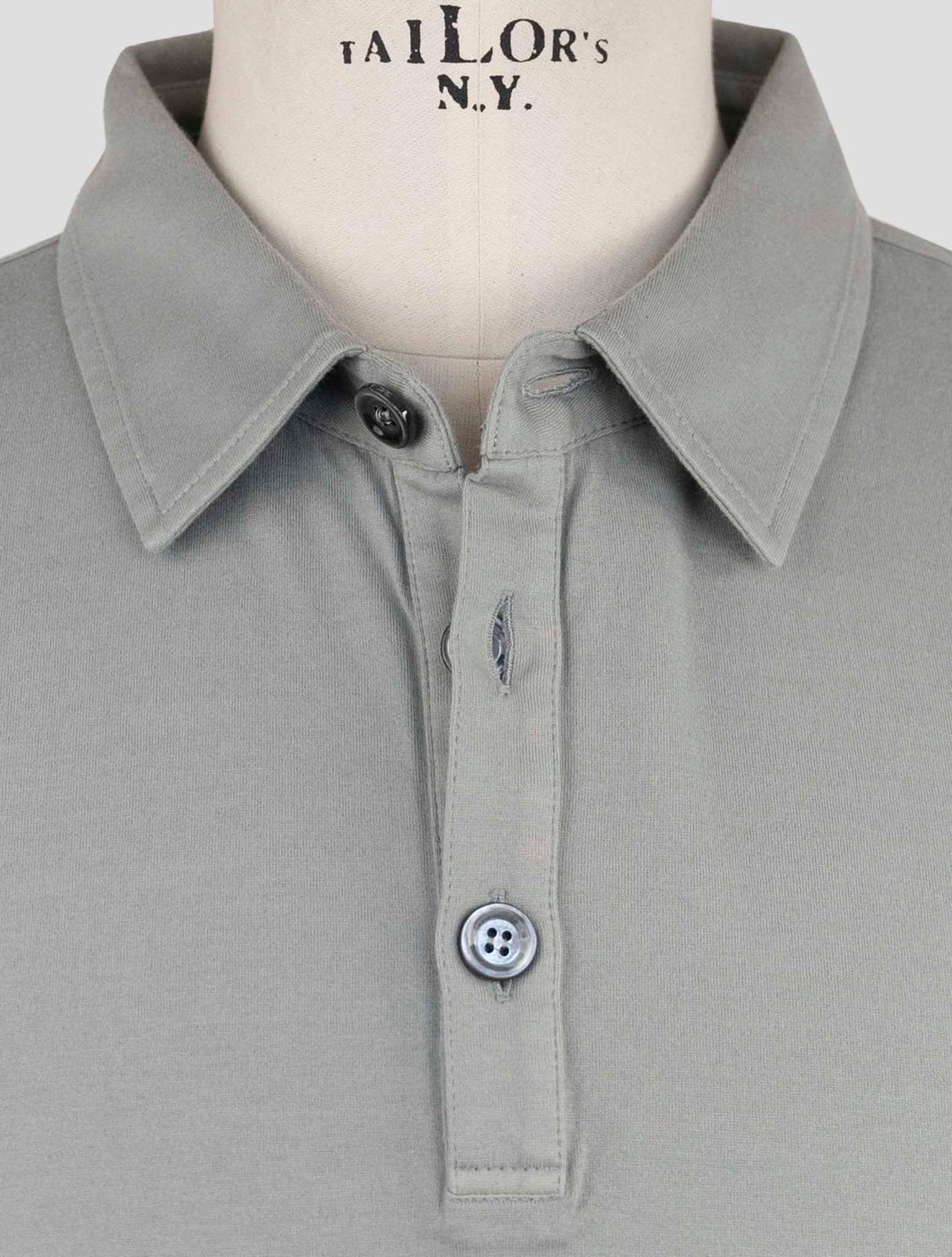 Kiton Gray Cotton Cashmere Polo