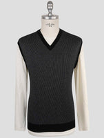 Kiton Black Cashmere Silk Sweater V-Neck