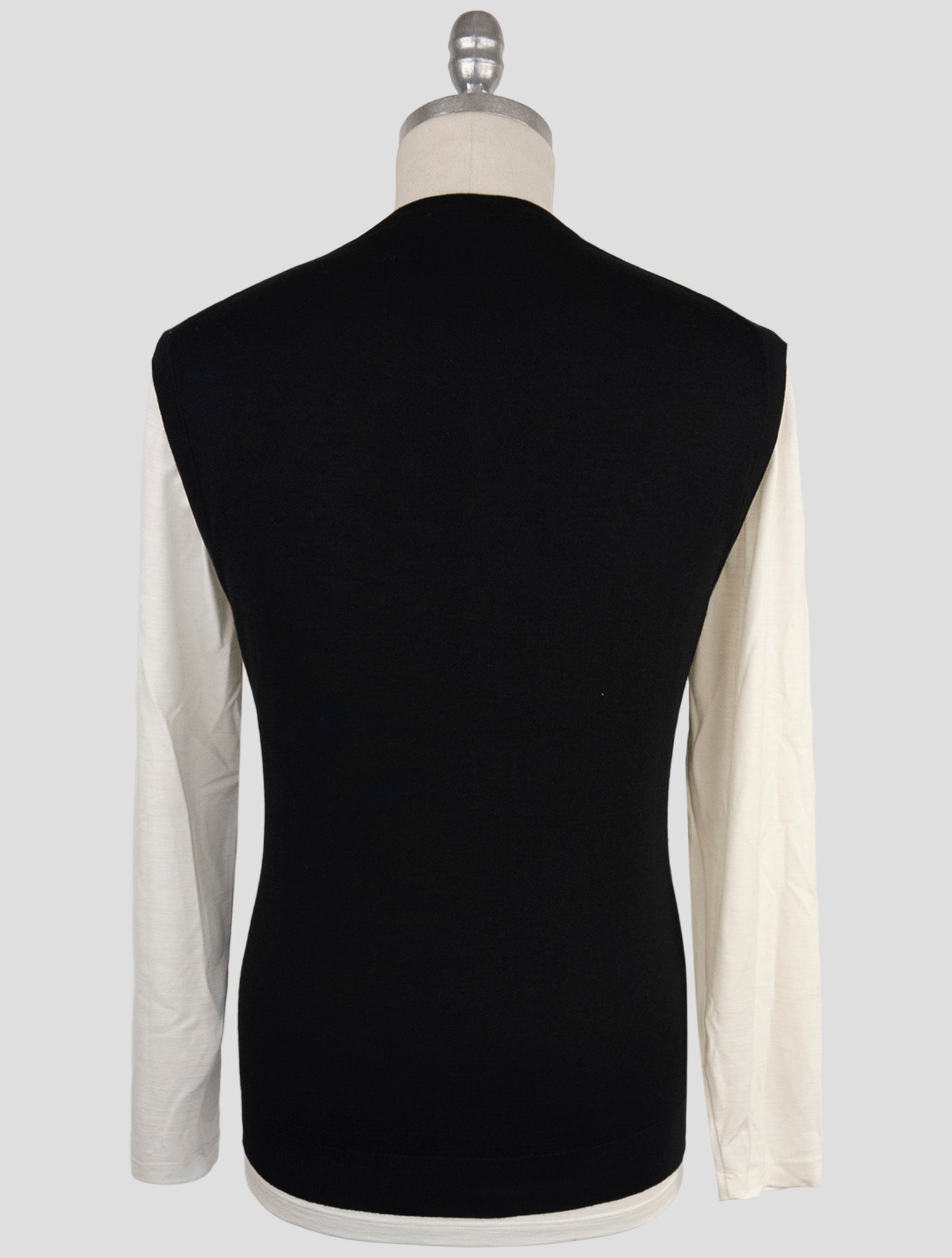 Kiton Black Cashmere Silk Sweater V-Neck