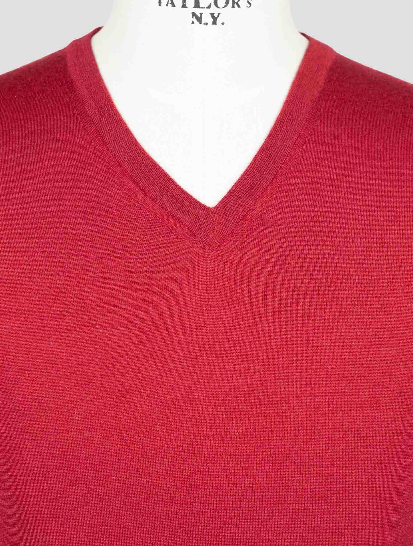 Kiton Red Cashmere Silk Sweater V-Neck