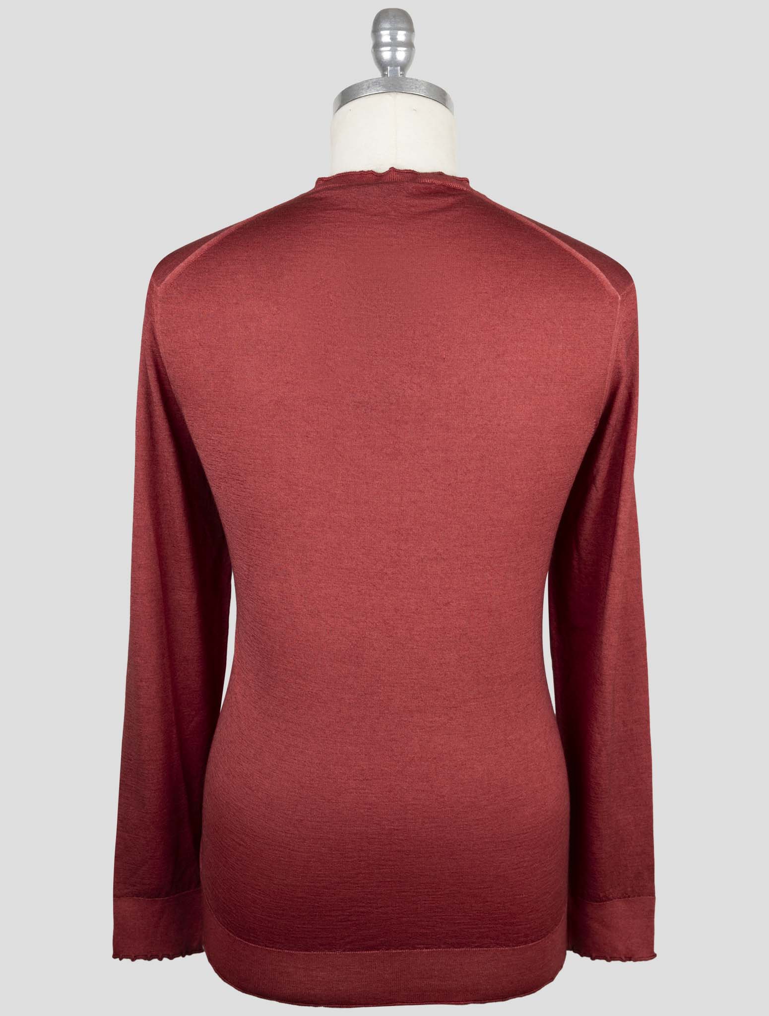 Kiton Red Cashmere Silk Sweater V-Neck