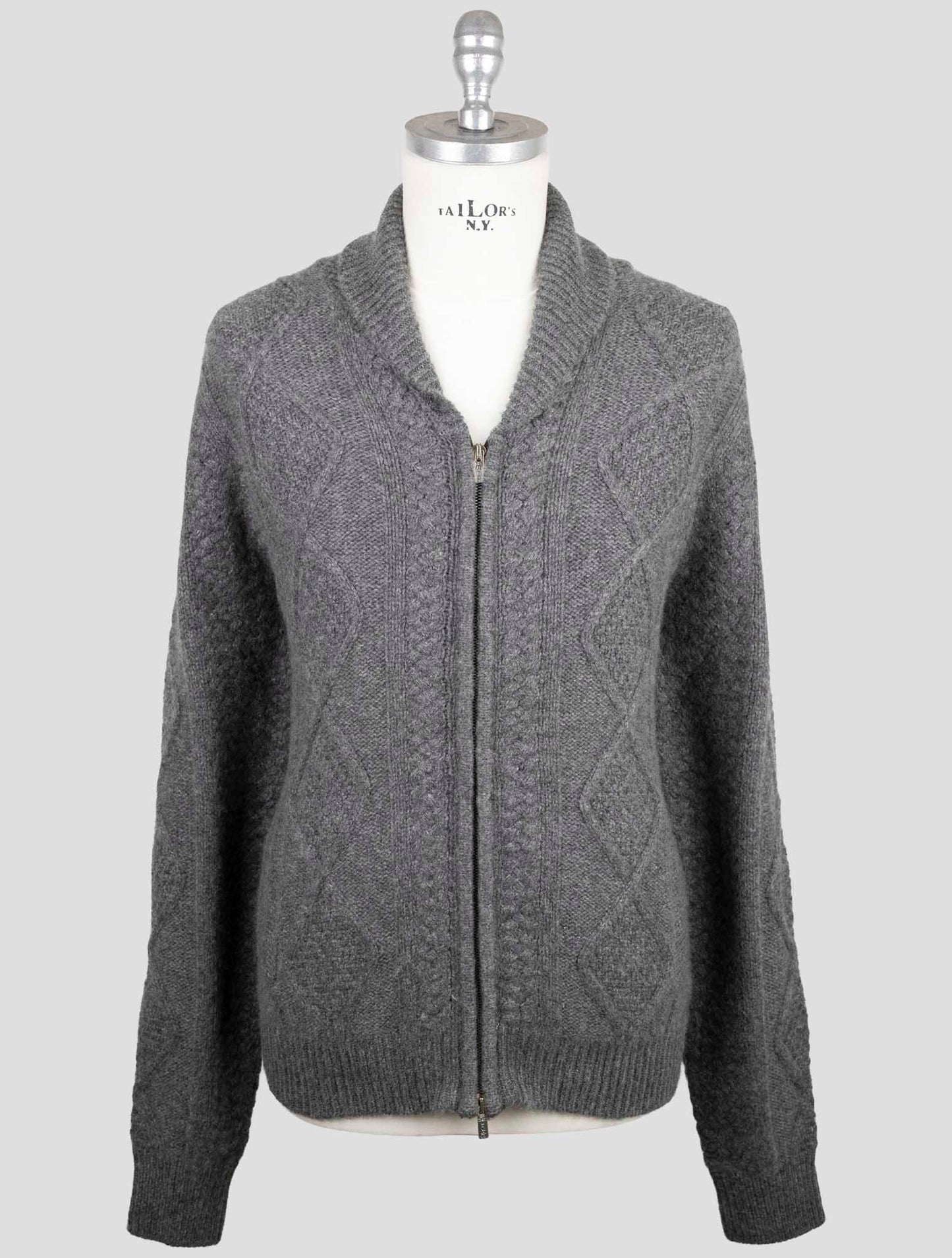Kiton Gray Cashmere Sweater Full Zip