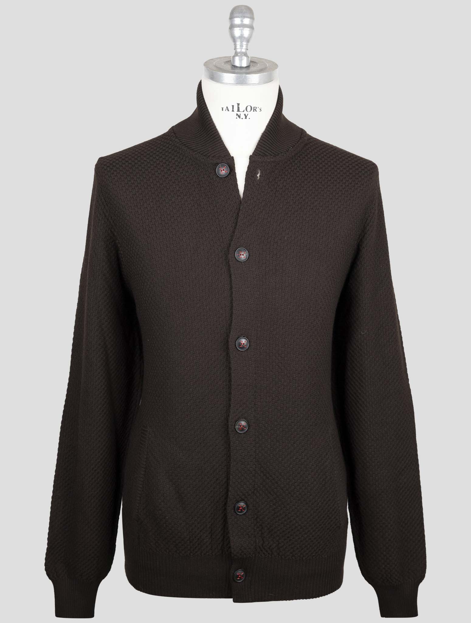 Kiton Brown Cashmere Silk Sweater Cardigan
