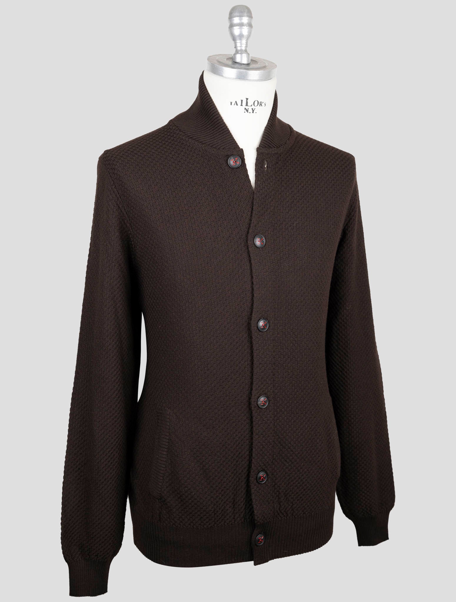 Kiton Brown Cashmere Silk Sweater Cardigan