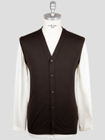 Kiton Brown Cashmere Silk Sweater Gilet Cardigan
