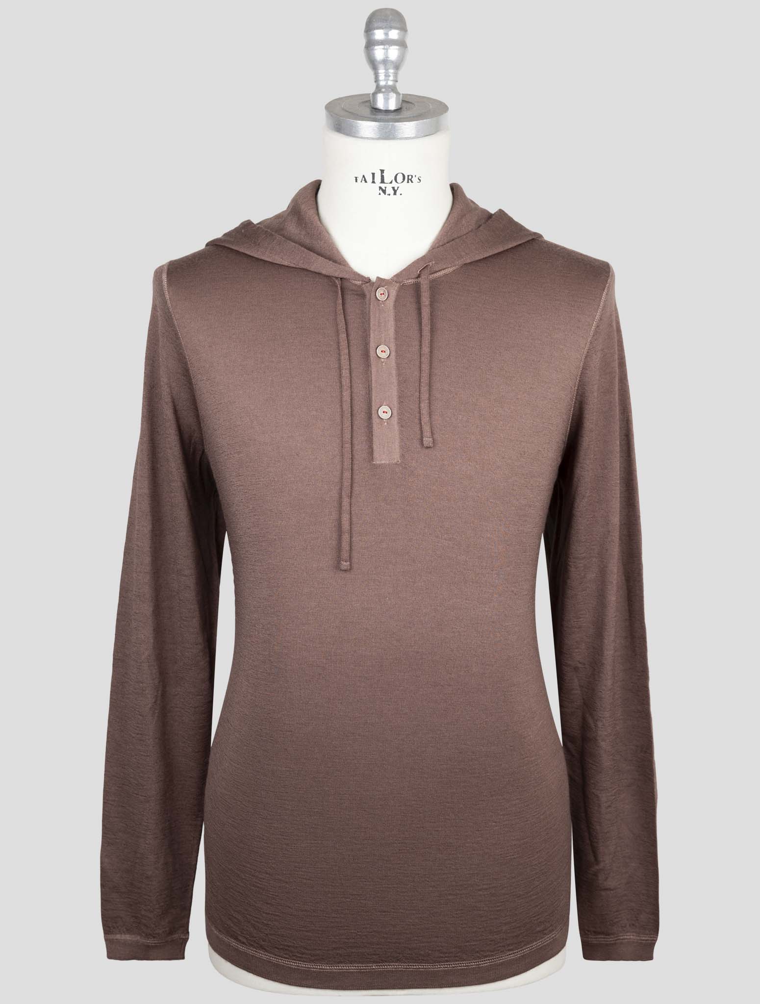 Kiton Brown Cashmere Silk Sweater Hoodie